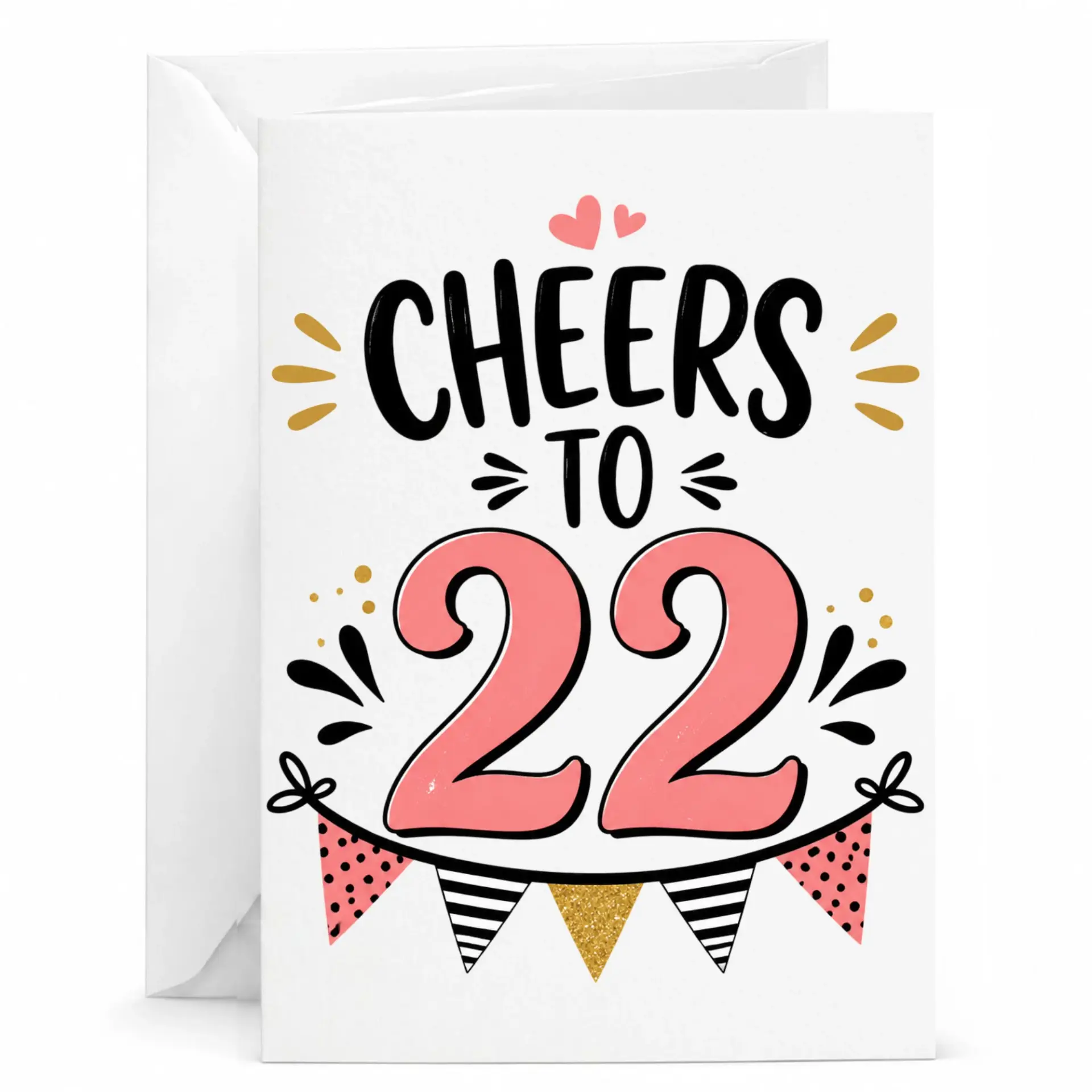 Birthday Card Cheers to 22 Years Celebration Greeting Card for Milestone Birthday Anniversary Milestone Event