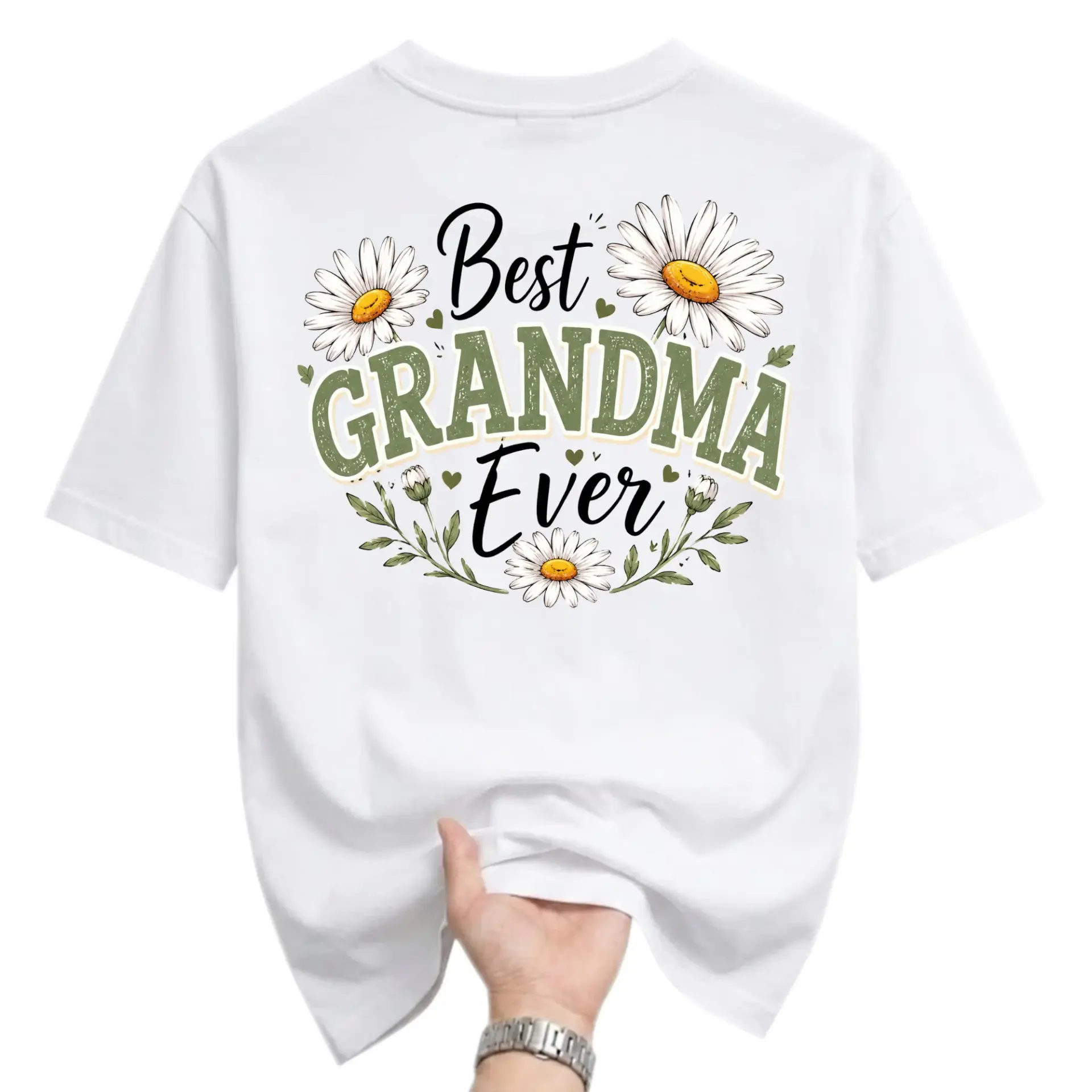 T-shirt Best Grandma Ever Floral Design Unisex Graphic Tee Soft Cotton