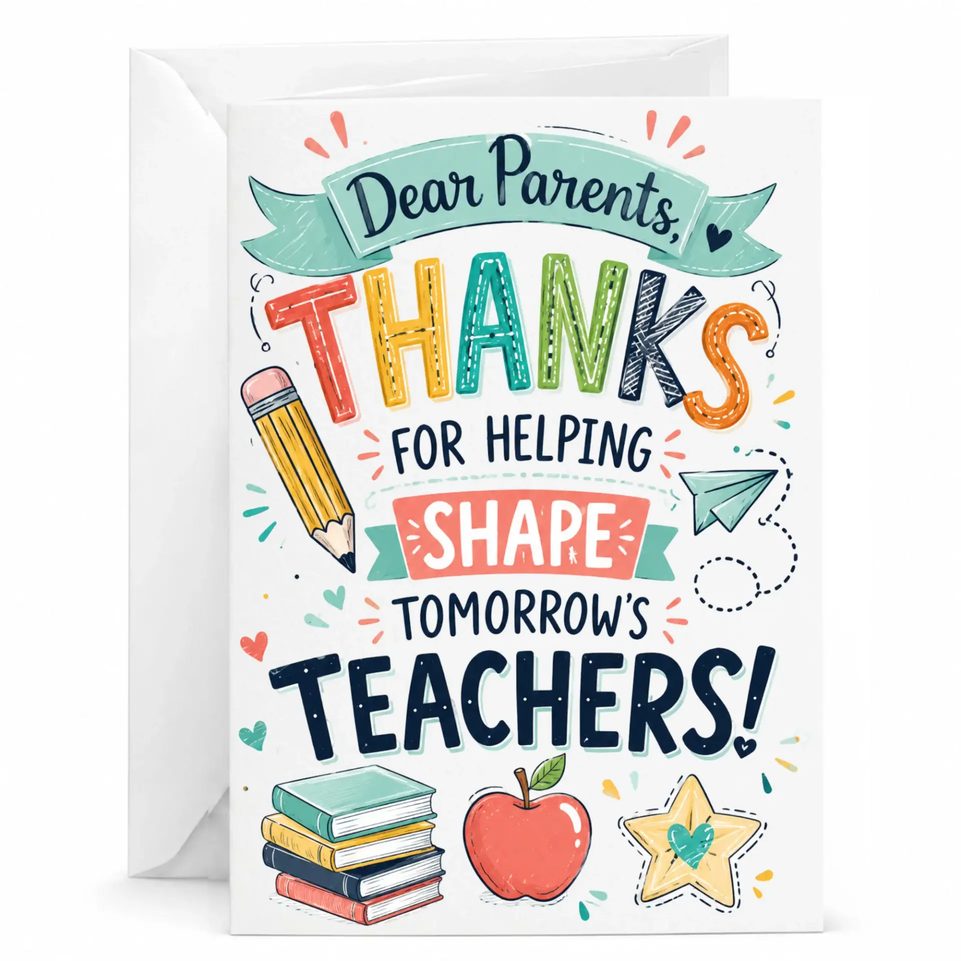 Card for Parents Showing Appreciation Helping Shape Tomorrow's Teachers Educational Themed Stationery