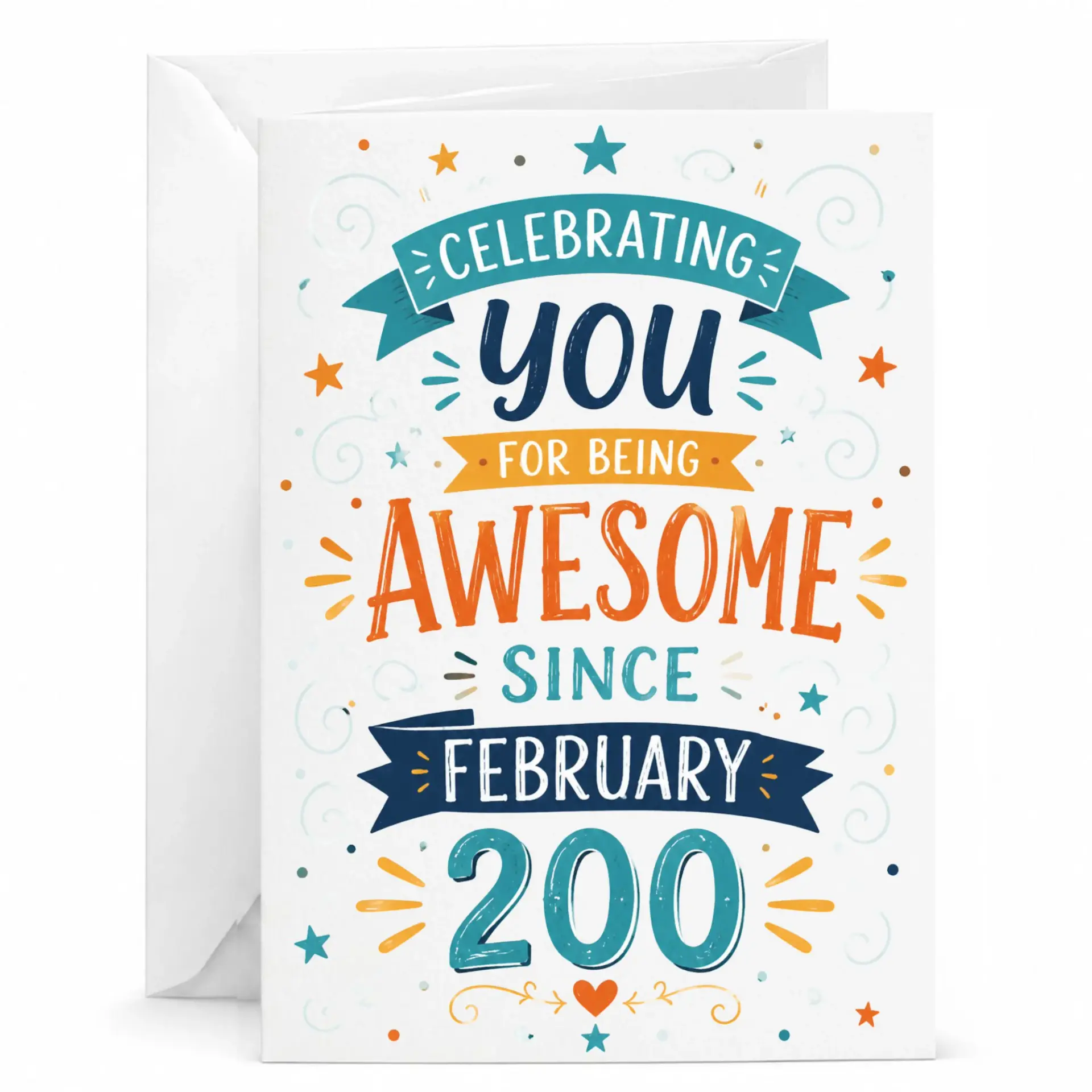 Birthday Greeting Card Celebrating You for Being Awesome Since February Milestone Custom Printed Stationery Note