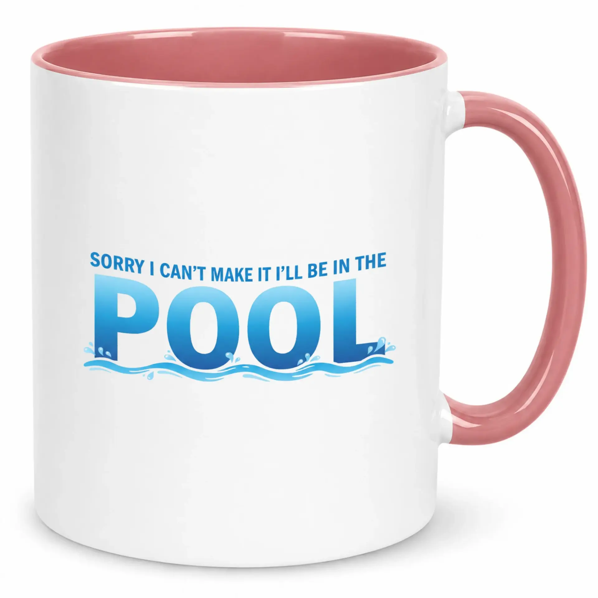 Funny Coffee Mug with "sorry I Can't Make It I'll Be in the Pool" Summer Vacation Theme Ceramic Drinkware for Home Office Gift