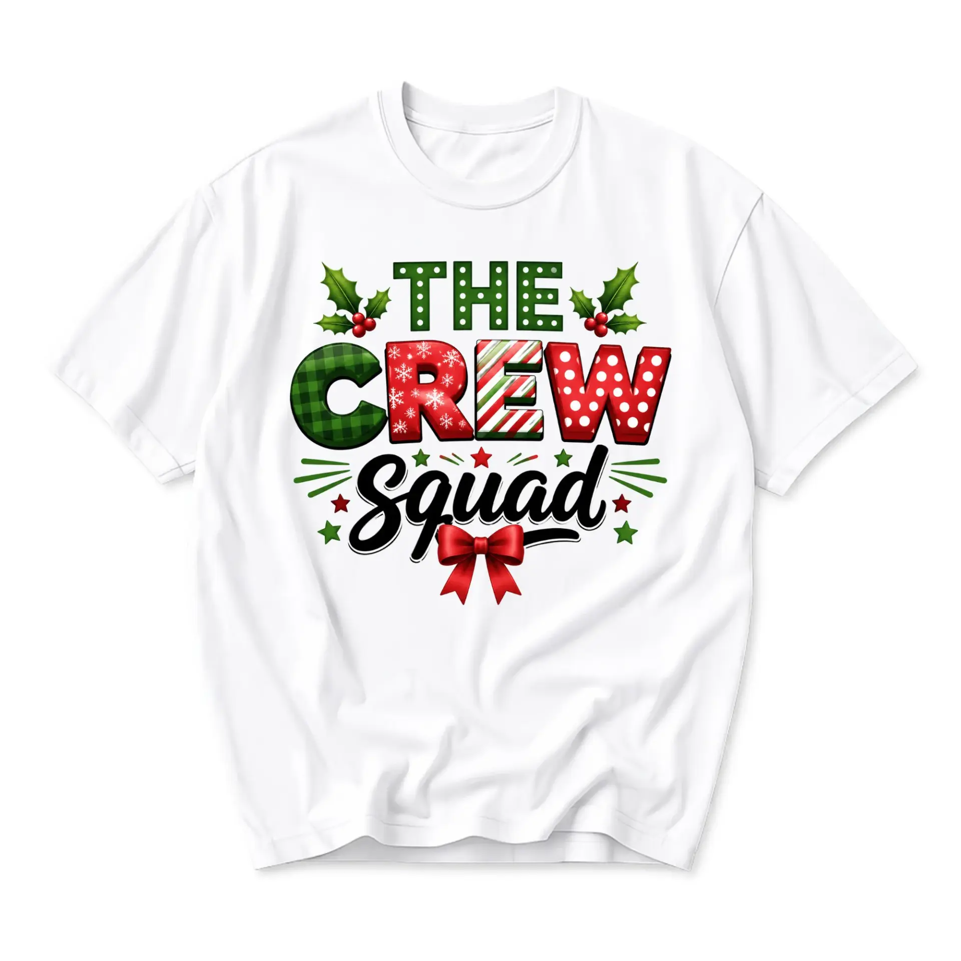 Funny Shirt the Crew Squad Christmas Holiday Graphic Printed Unisex Neck