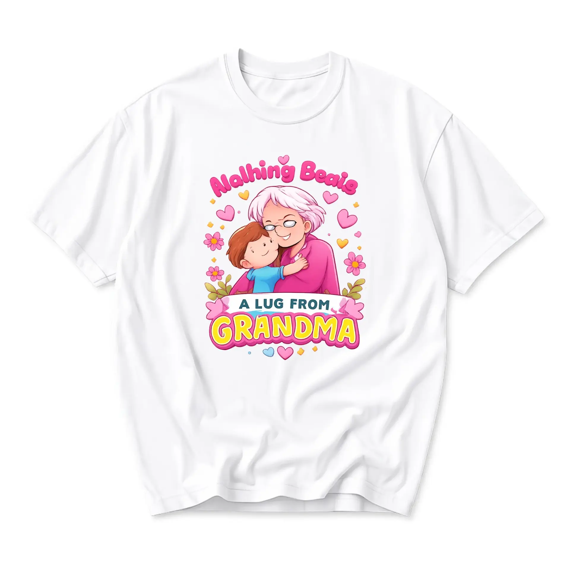 Graphic Tee Nothing Beats a Lug from Grandma Cute Illustrated Casual Short