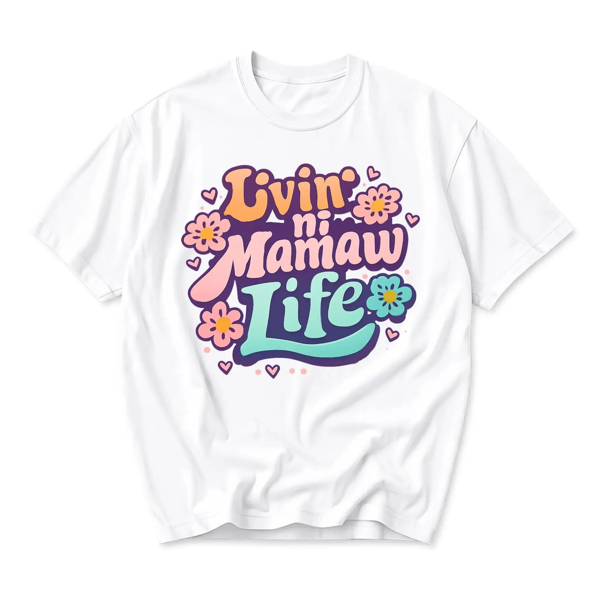 Funny Shirt Ni Mamaw Life Retro Floral Graphic Tee Casual Unisex Crew Neck Short Sleeve Cotton Comfort Apparel