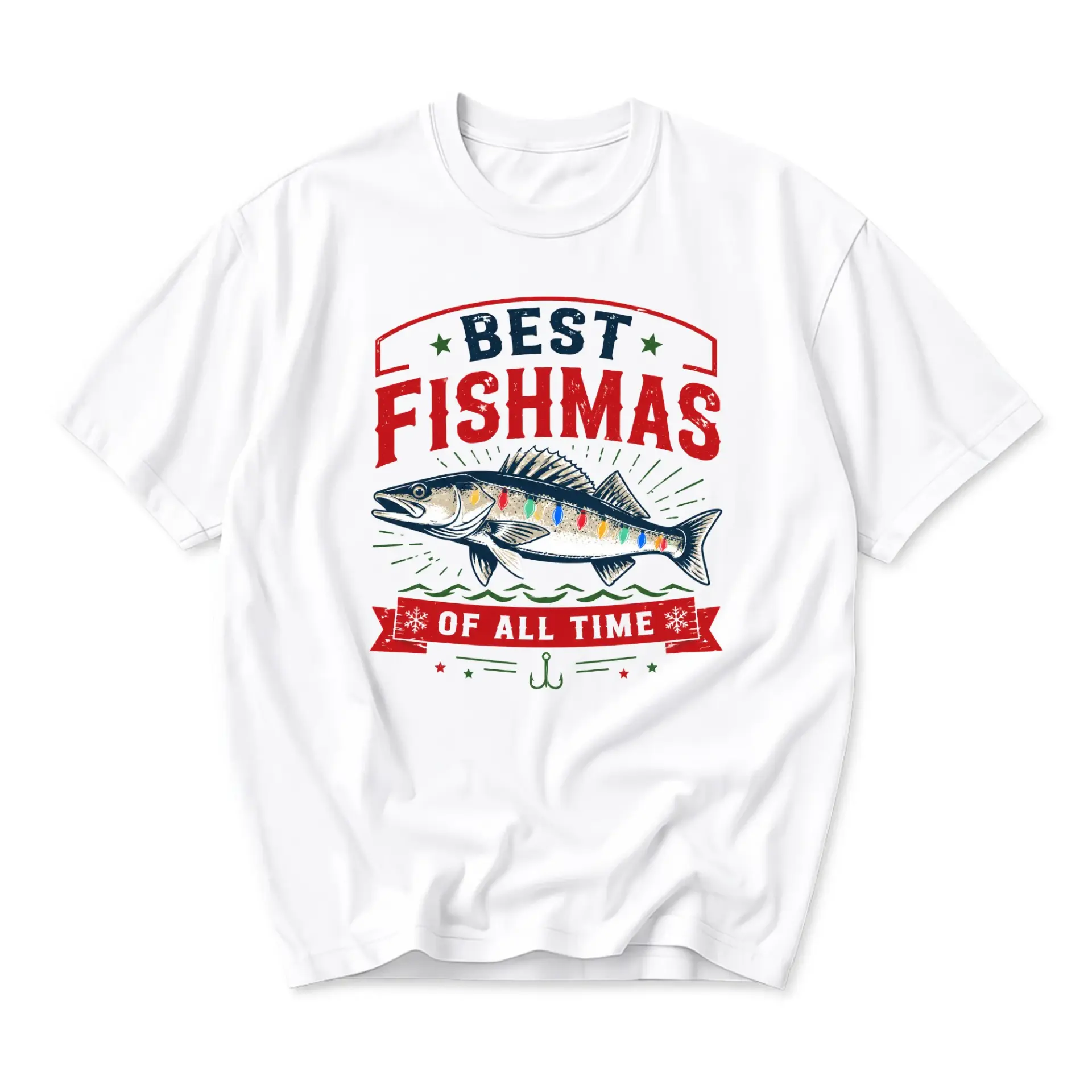 Funny Shirt Best Fishmas of All Time Graphic Tee Unisex Crew Neck Casual