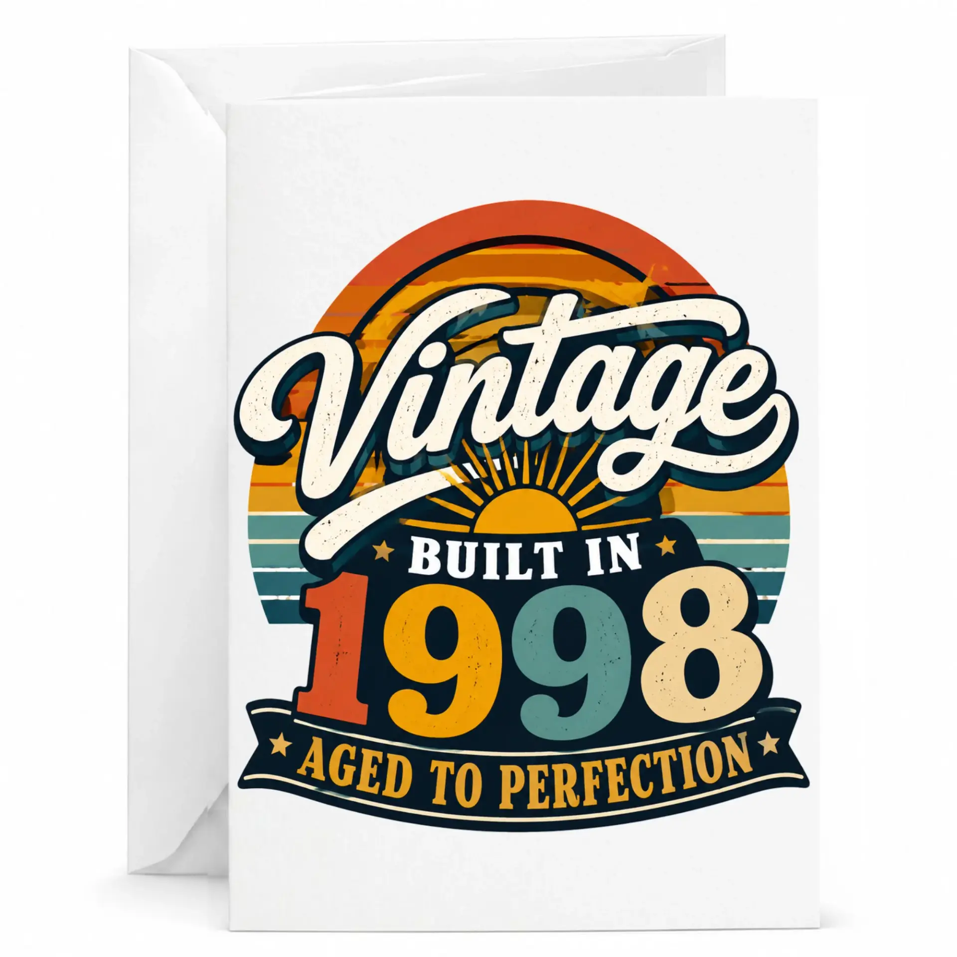 Greeting Card Vintage Built in 1998 Aged to Perfection Retro Design for Birthday Anniversary Celebration