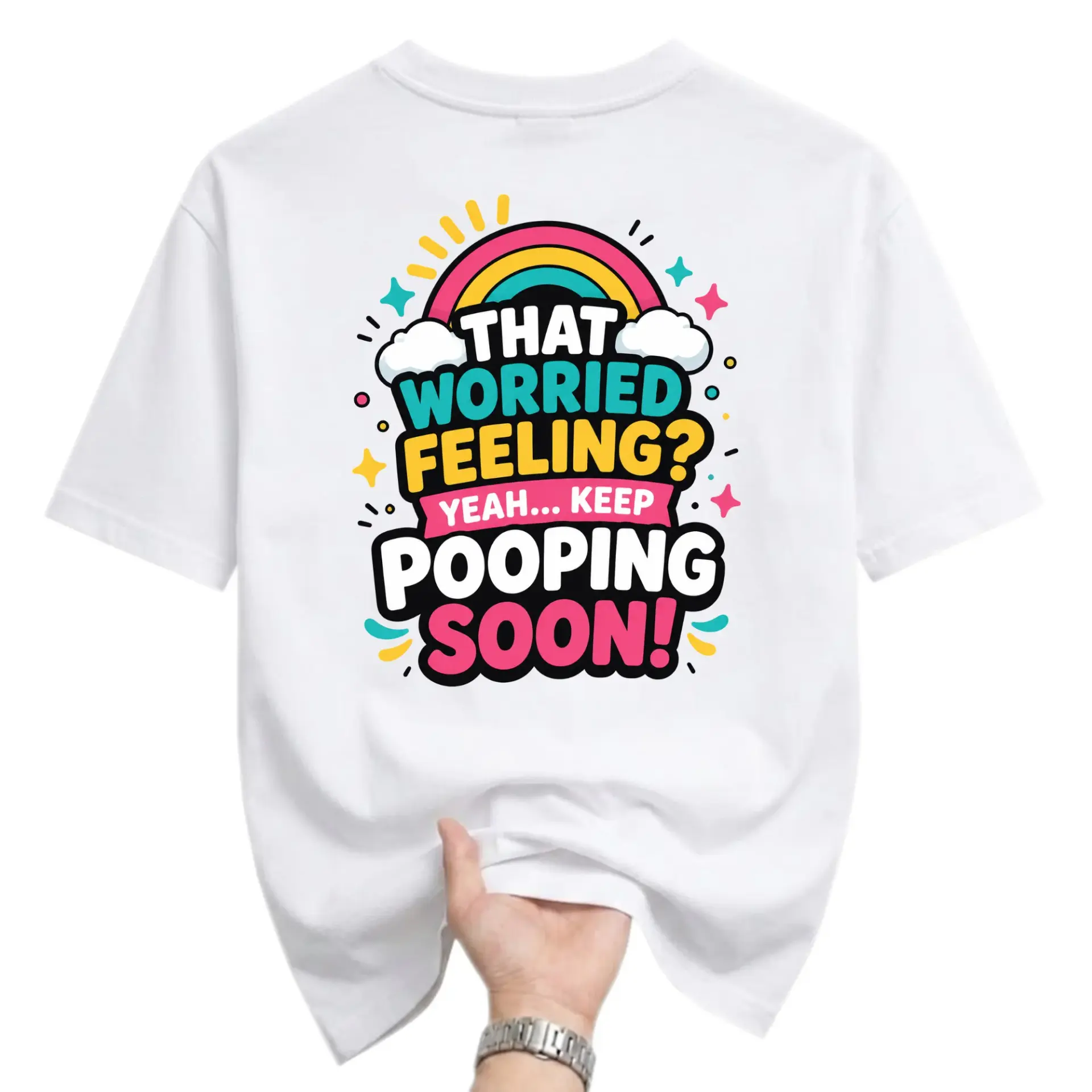 Funny Shirt That Worried Feeling Pooping Soon Graphic Tee Unisex Crew Neck Casual Cotton Blend Short Sleeve Top