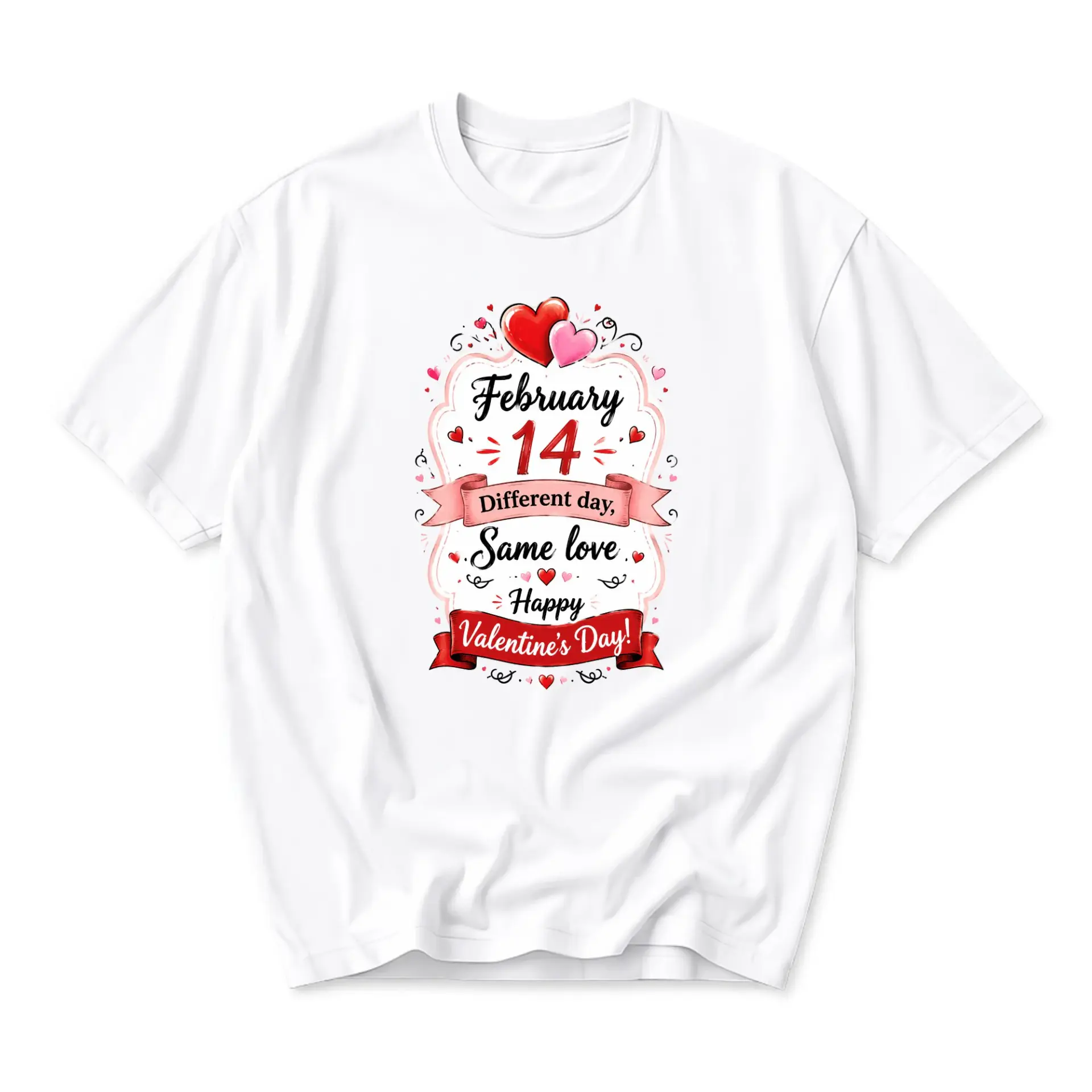 Graphic Tee February 14 Different Day Same Love Unisex Crew Neck T-Shirt