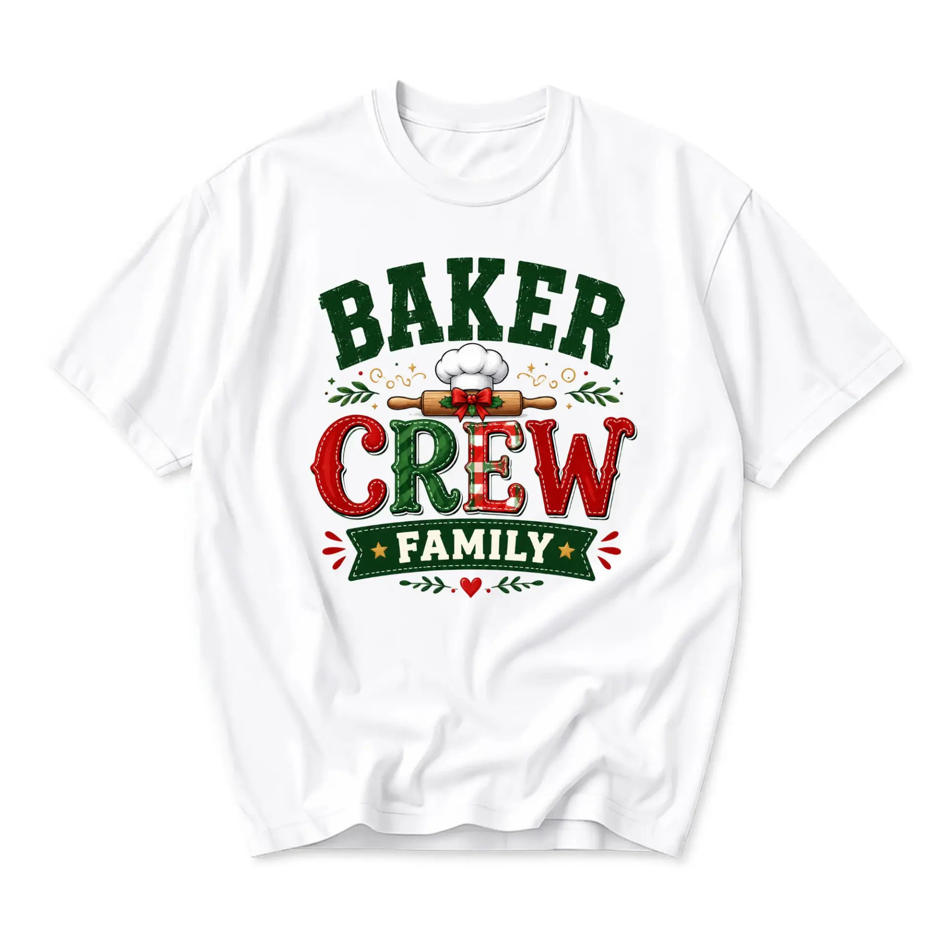 Graphic Tee Baker Crew Family Shirt Unisex Neck Short Sleeve Holiday Baking