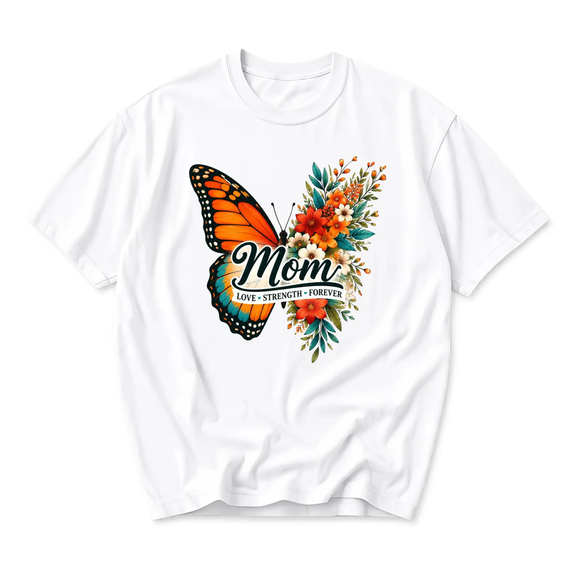 Graphic Tee Mom Butterfly Floral Design Unisex Short Sleeve Crew Neck Cotton Blend Casual Everyday Statement Shirt