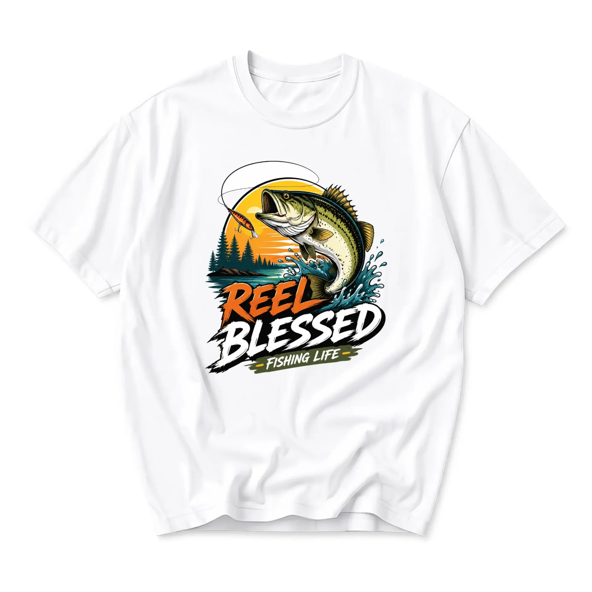 T-shirt Reel Blessed Graphic Tee Unisex Cotton Blend Casual Crew Neck Top