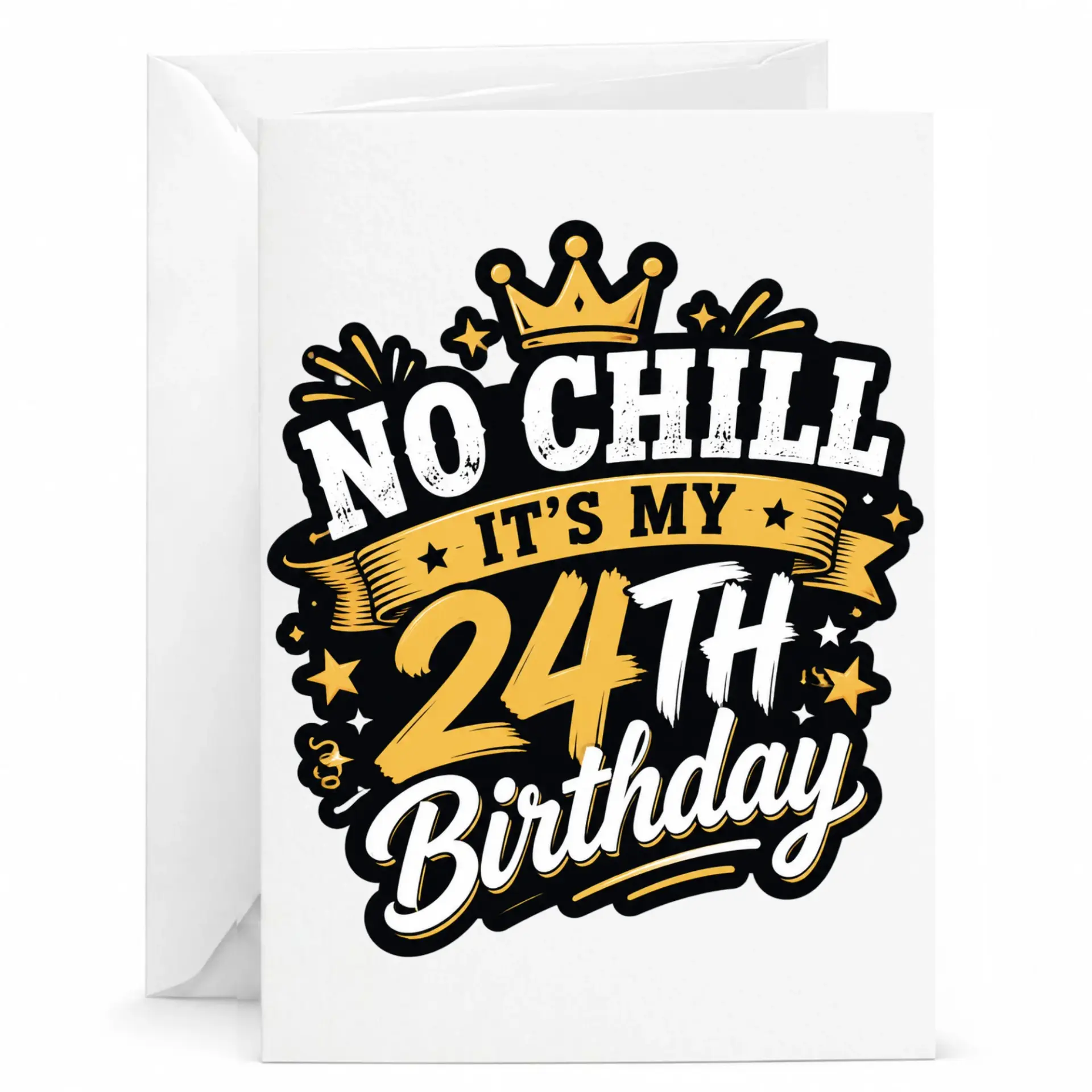Birthday Card Funny 24th Birthday Greeting Card Gold Crown Graphic Design for Twenty Fourth Birthday Celebration