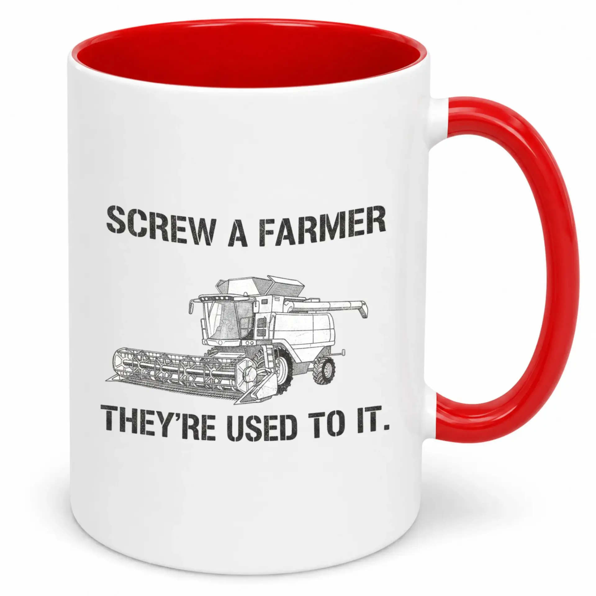 Funny Farmer Humor Coffee Mug 11oz or 15oz Ceramic Present with Sarcastic Combine Harvester Design for Agriculture Enthusiasts and Rural Life Lovers