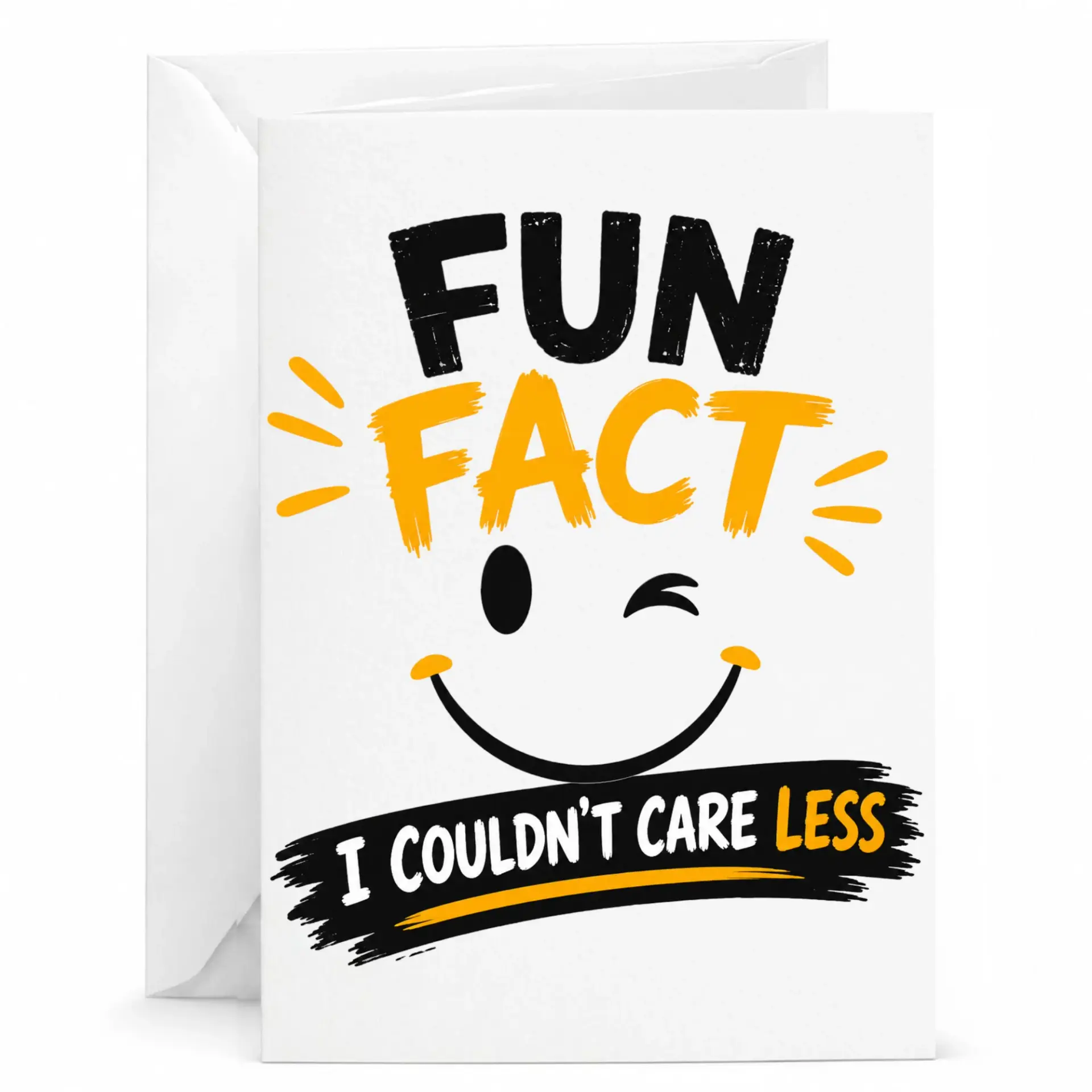 Funny Card Fun Fact I Couldn't Less Sarcastic Greeting for Friends or Coworkers with Matching White Envelope