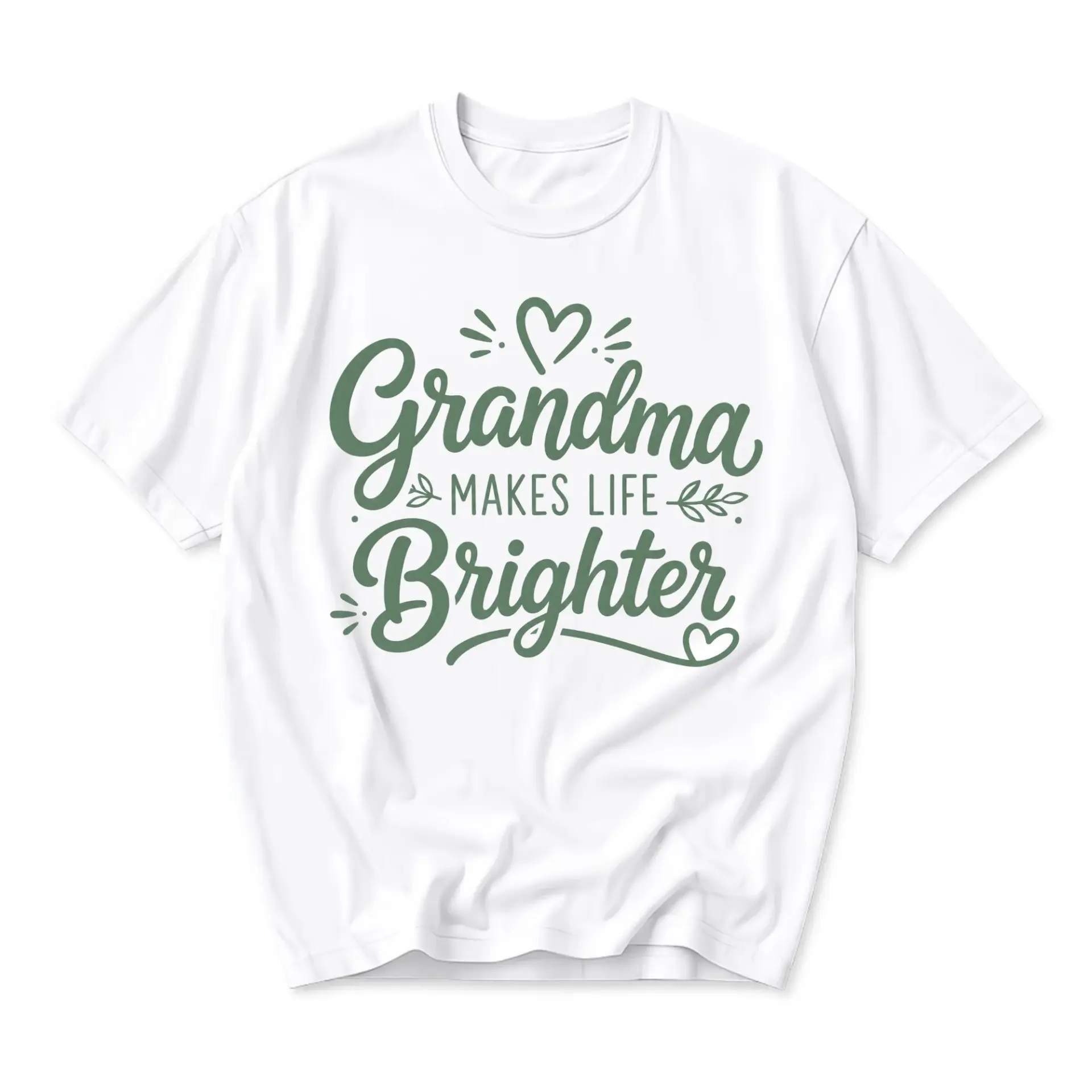 T-shirt Grandma Makes Life Brighter Graphic Tee Unisex Casual Crew Neck Short Sleeve Cotton Apparel White Shirt