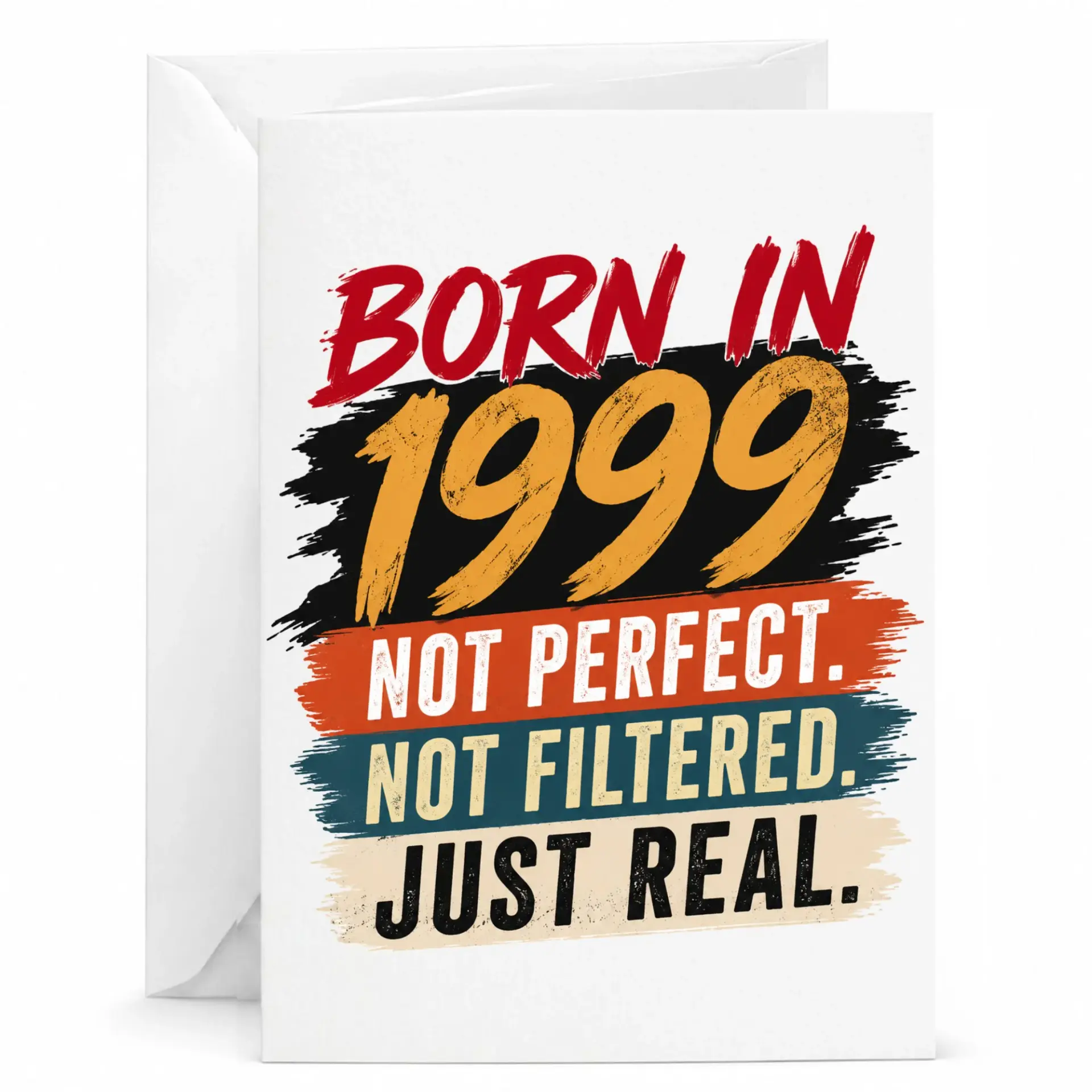 Birthday Card Born in 1999 Vintage Style Greeting Card for Milestone Birthday Celebrations with Matching White Envelope