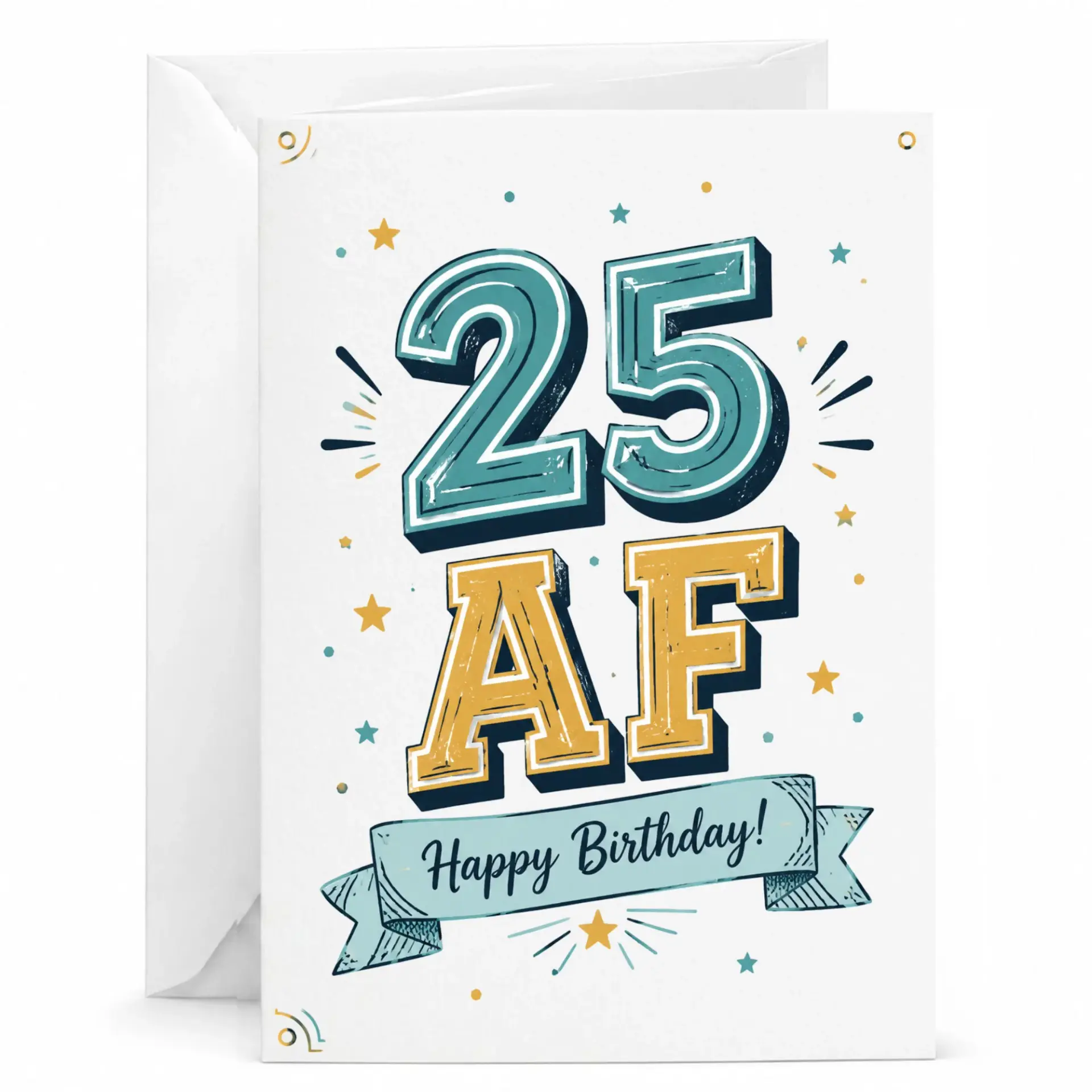 Birthday Card 25 Af Funny Twenty Fifth Birthday Greeting Card for Milestone Age Celebration with Matching White Envelope