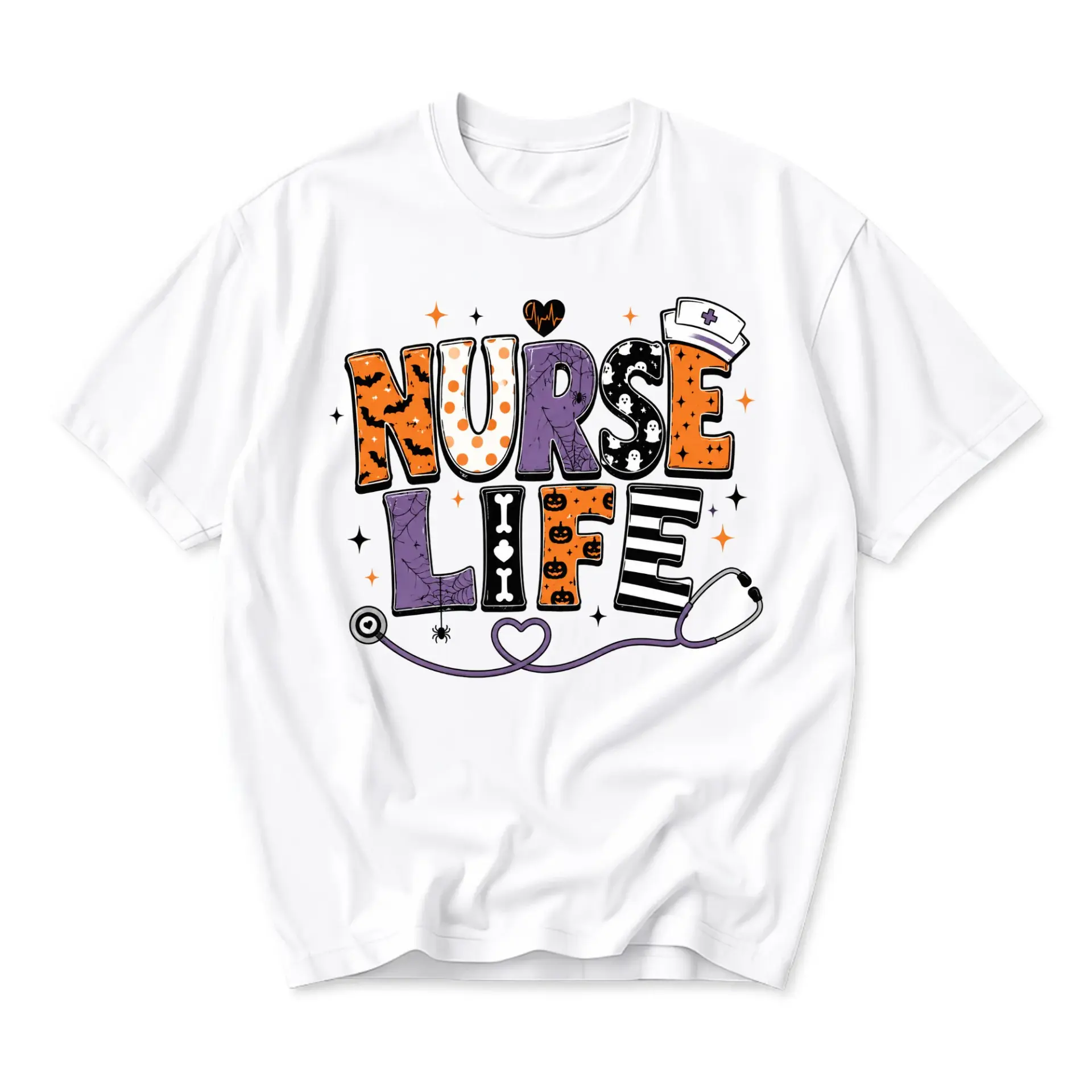 Graphic Tee Nurse Life Halloween Themed Shirt Unisex Crew Neck Apparel for Medical Professionals Casual Wear