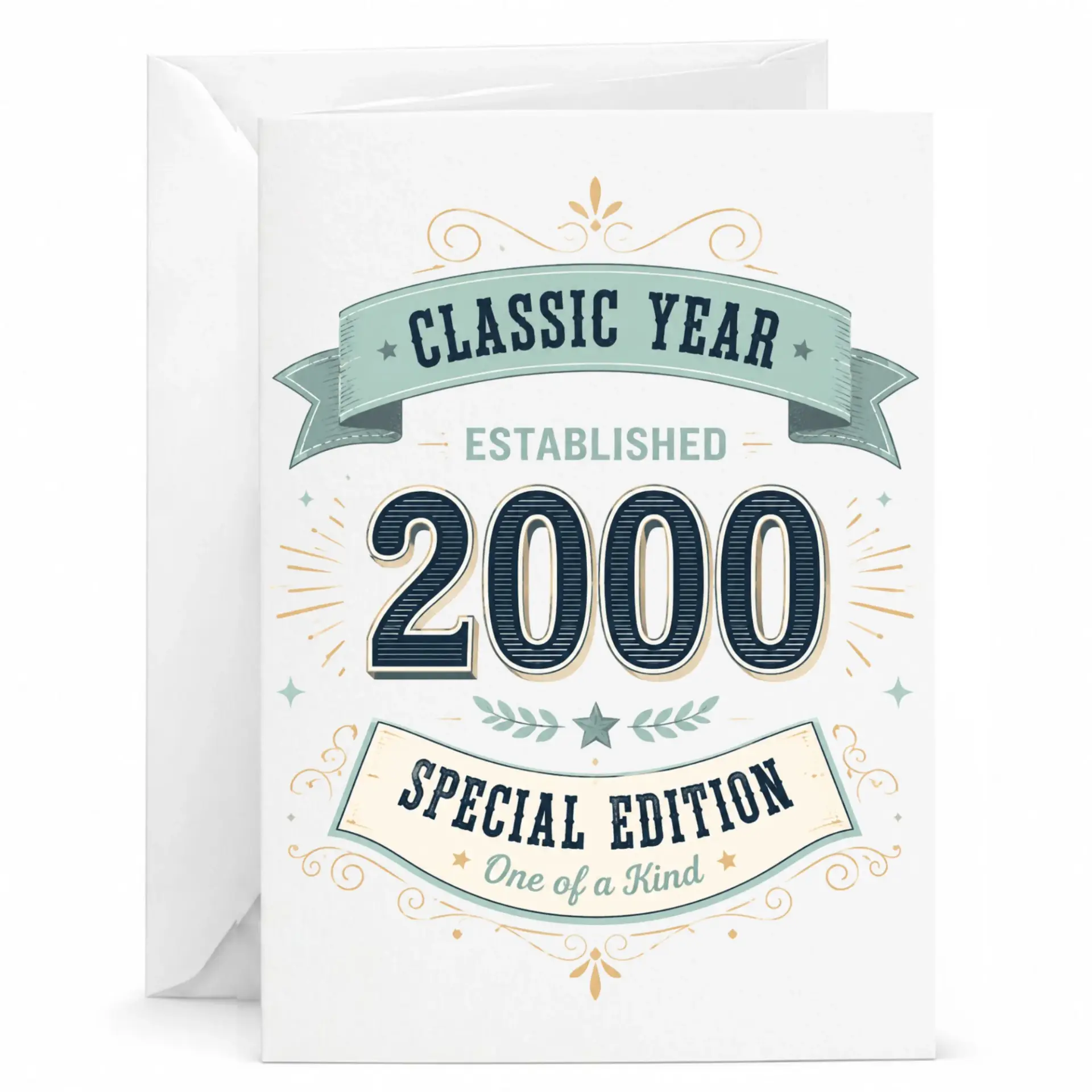 Birthday Card Established 2000 Classic Year Special Edition Greeting Card for Milestone Birthday Celebration