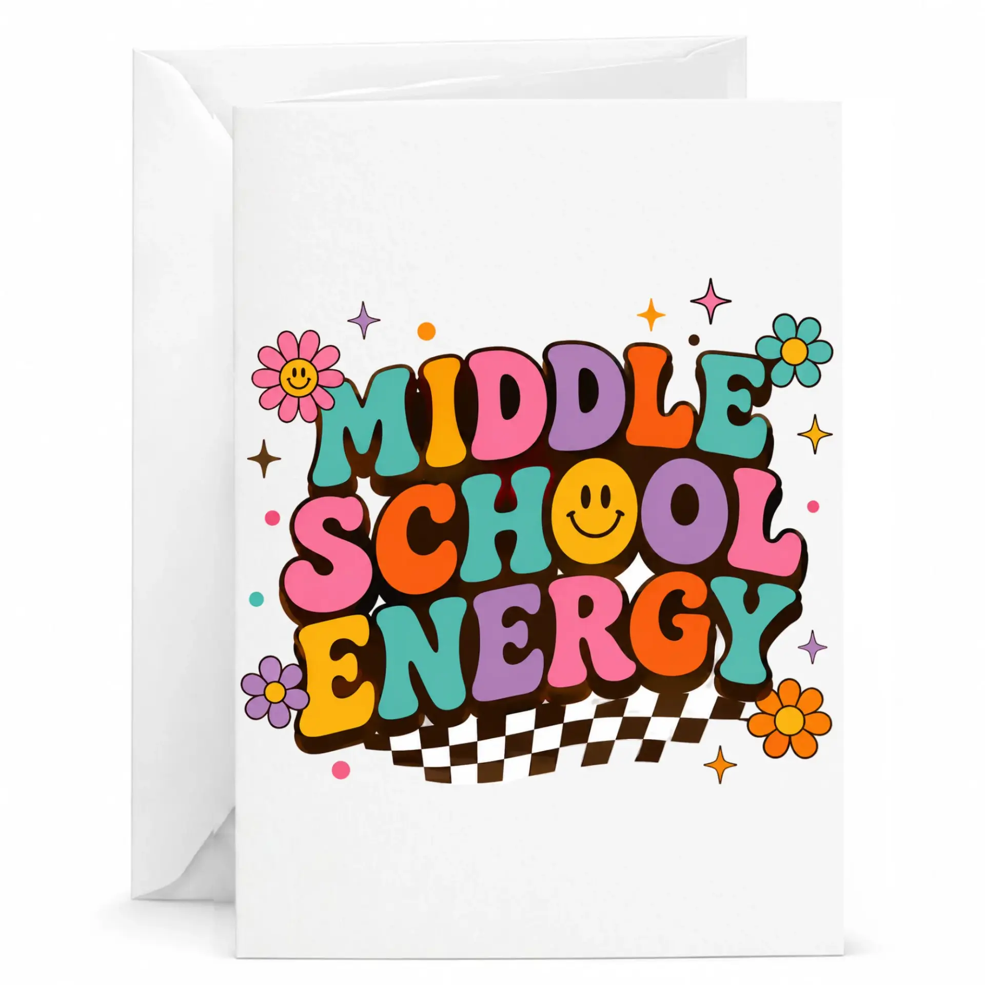 Funny Greeting Card with Energy Text Retro Groovy Seventies for Any Occasion