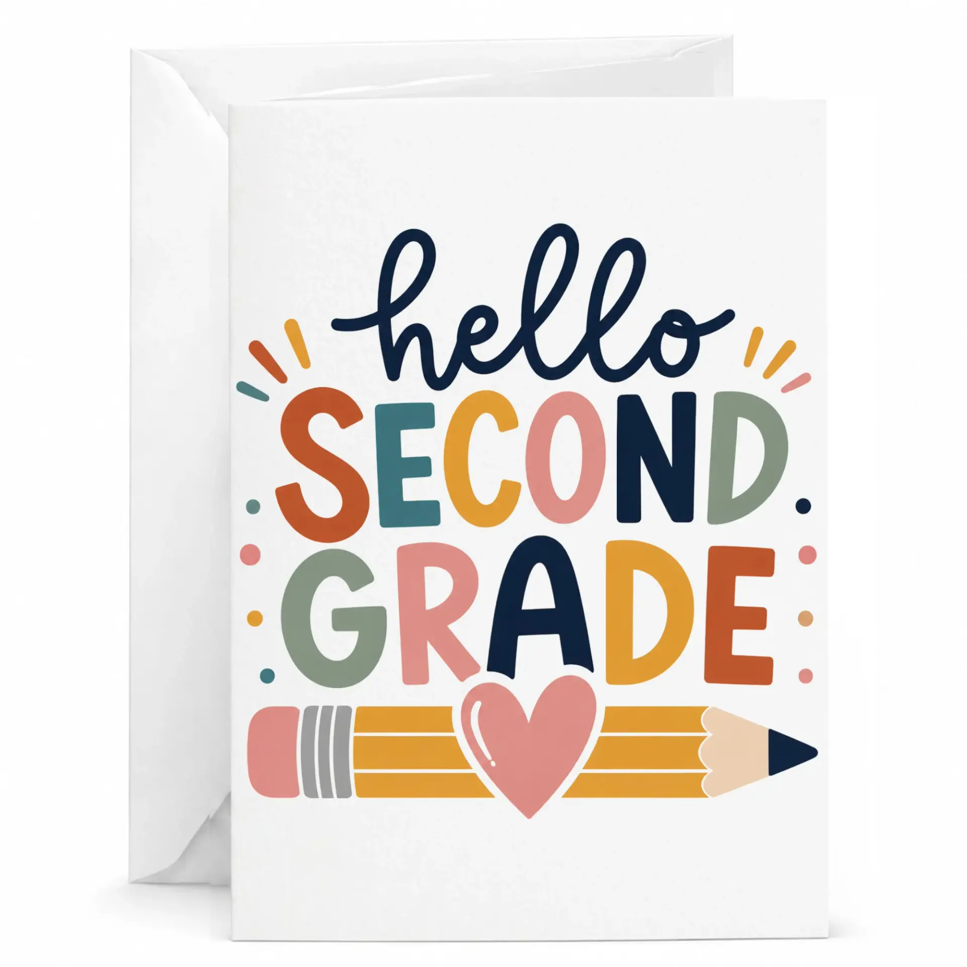 Greeting Card Hello Second Pencil Illustration Design Stationary for and Academic Achievement Celebrations