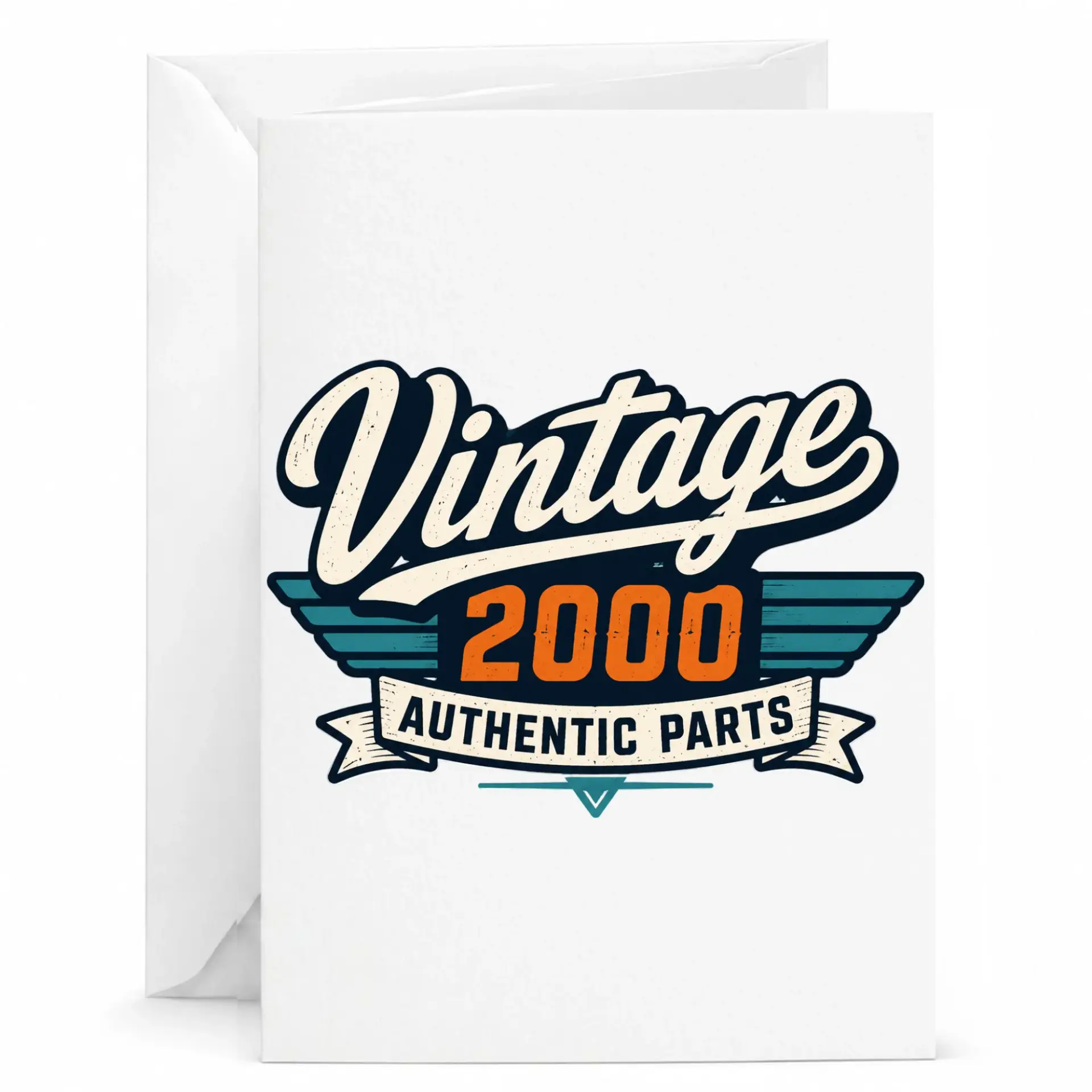 Birthday Card Vintage 2000 Authentic Parts Greeting Card for Milestone Year Celebration 5x7 Folded Card with Envelope