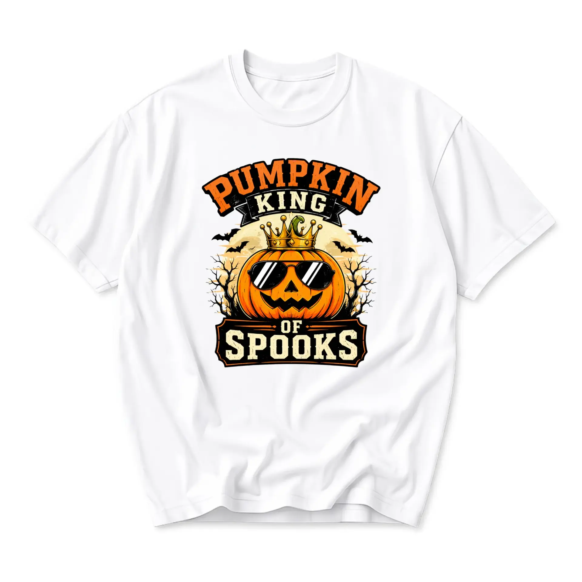 Graphic Tee Pumpkin King of Spooks Unisex Crew Neck Shirt Fall Season Apparel for Comfortable Daily Casual Wear Outfit