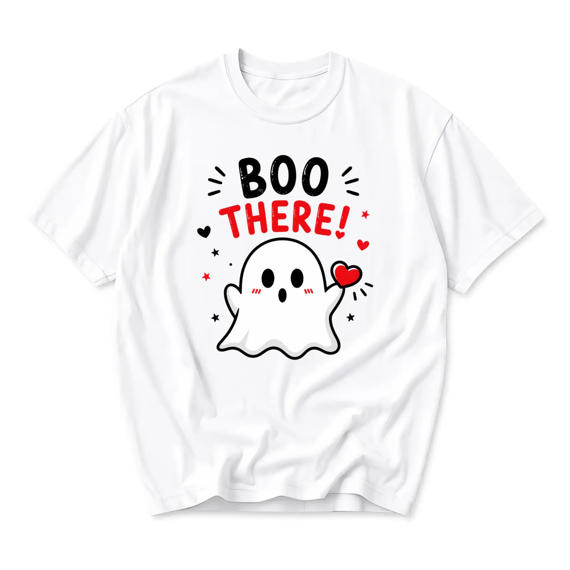 Funny Shirt Boo There Ghost Graphic Tee Cute Halloween Unisex Crew Neck Soft Cotton Casual Everyday Top Apparel White