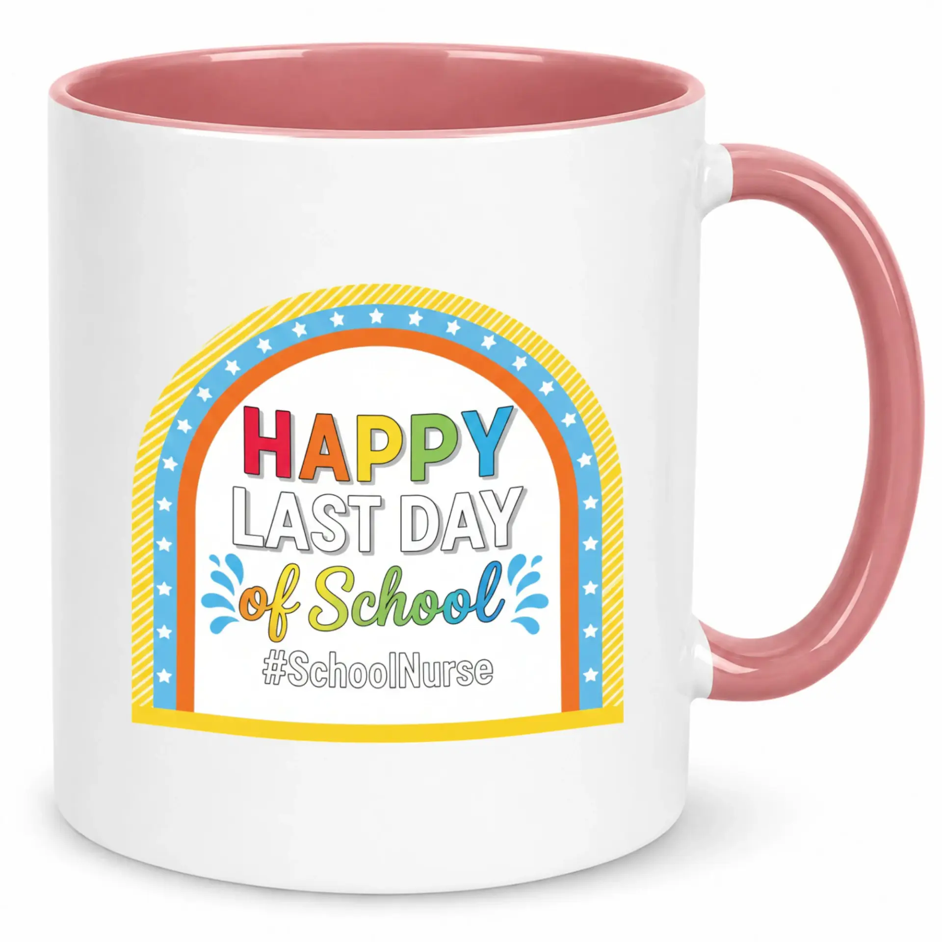 Happy Last Day of School Nurse Coffee Mug, Vibrant Ceramic Beverage Cup for End of Year Celebration, Perfect Gift for School Nurses