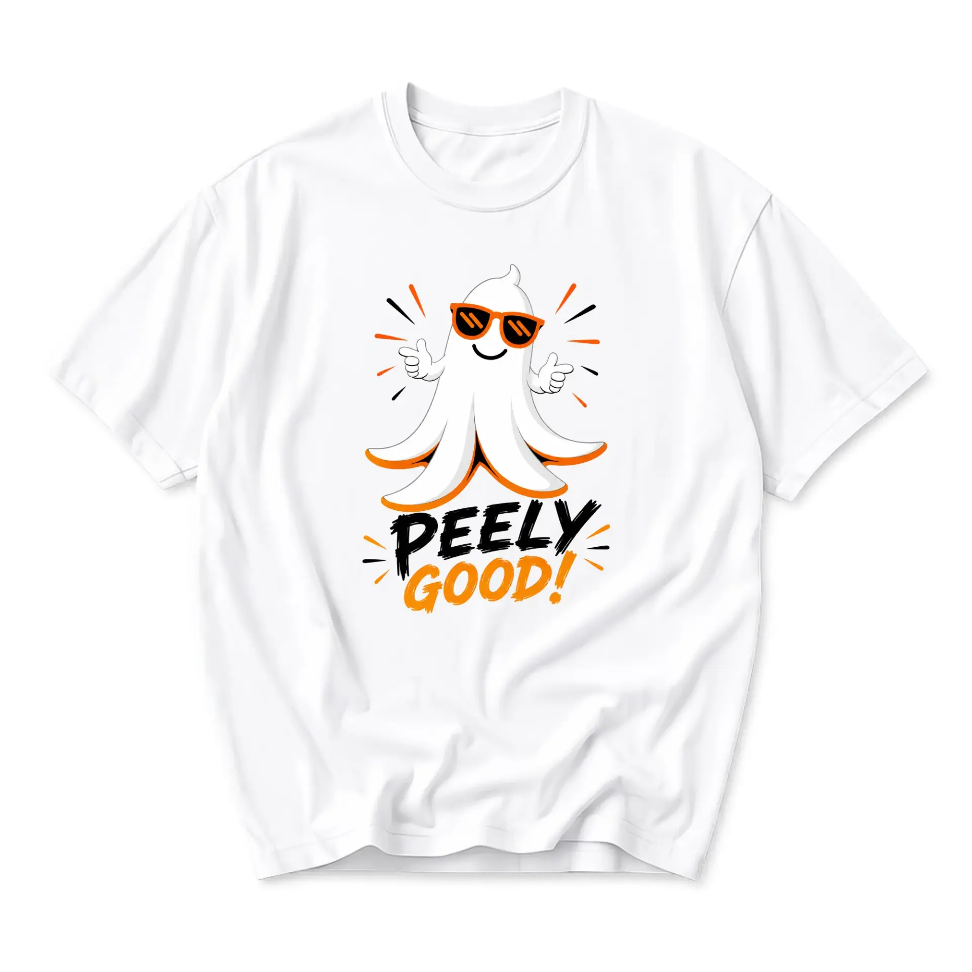 Funny Shirt Peely Good Graphic Tee Cute Fruit Character Print Unisex Short Sleeve Crew Neck Cotton Casual T-Shirt
