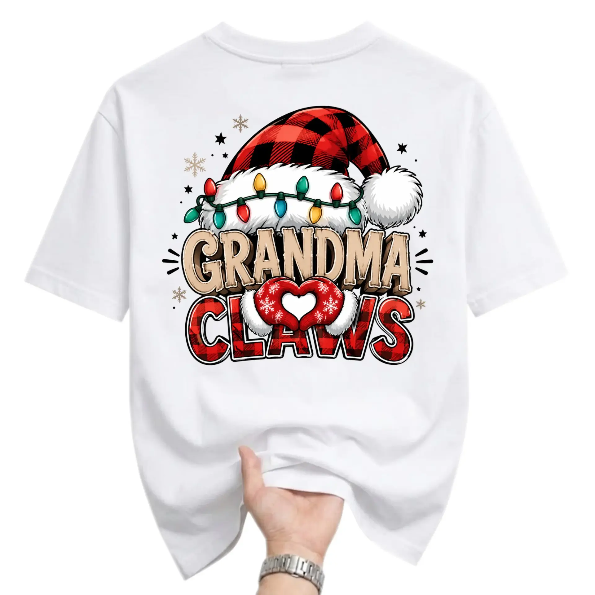 Graphic Tee Grandma Claws Christmas Santa Hat Holiday Season Gift Unisex