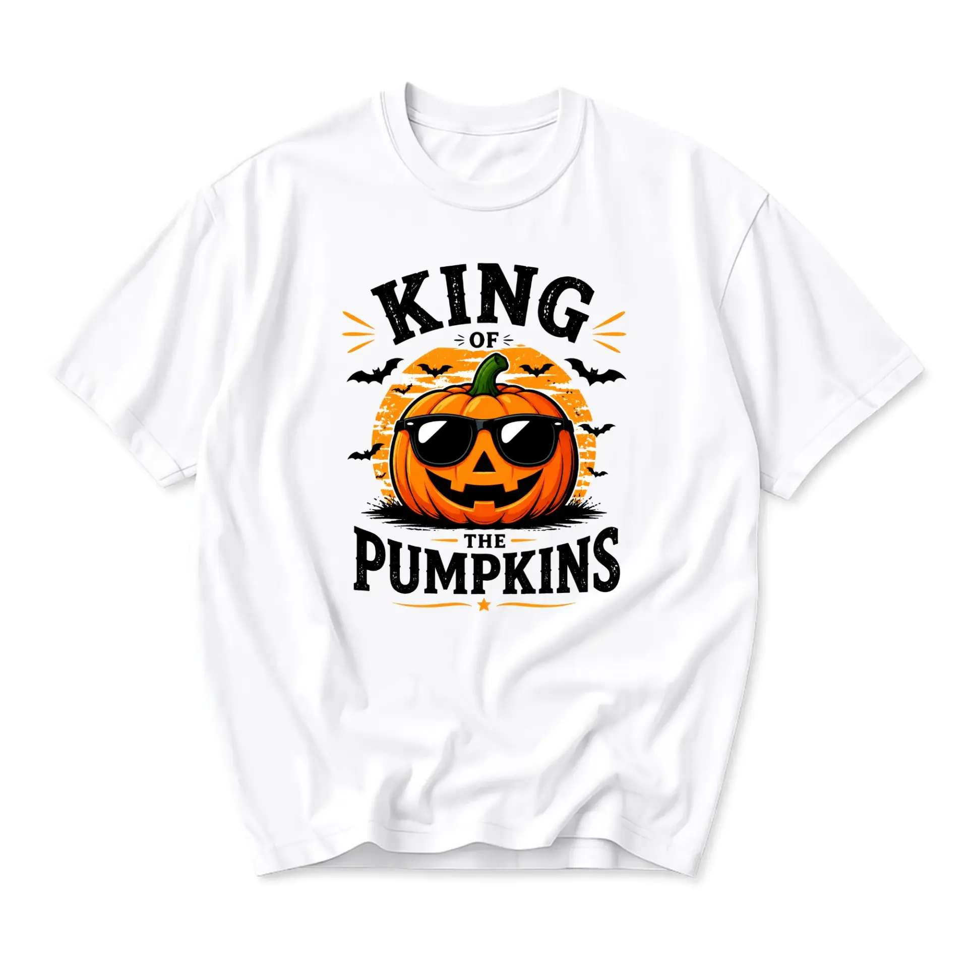 Funny Shirt King of the Pumpkins Halloween Graphic Tee Unisex Crew Neck Comfortable Casual Cotton Everyday Outfit Top