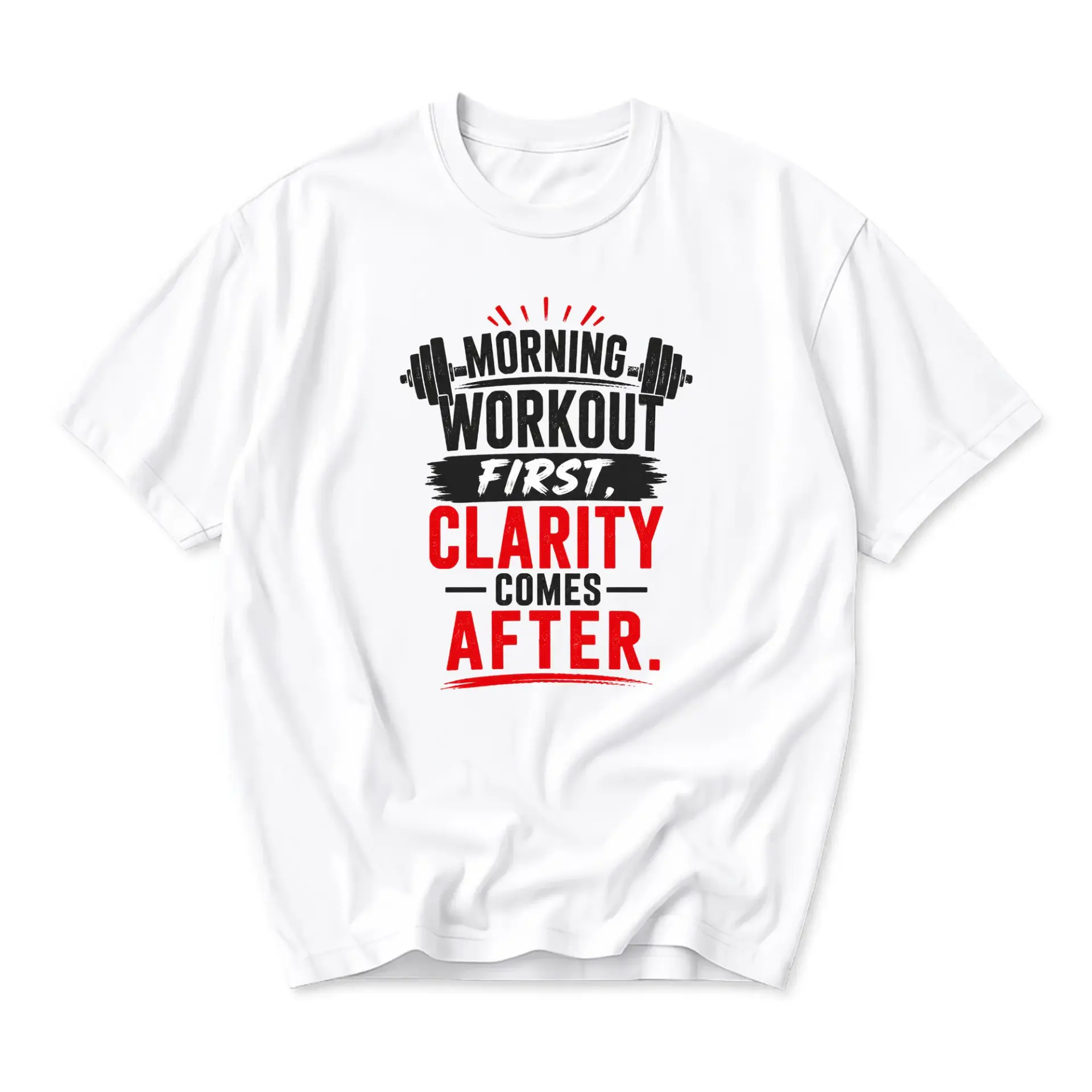 Graphic Tee Morning Workout First Comes After Fitness Motivation Unisex Crew Neck Short Sleeve Cotton T-Shirt