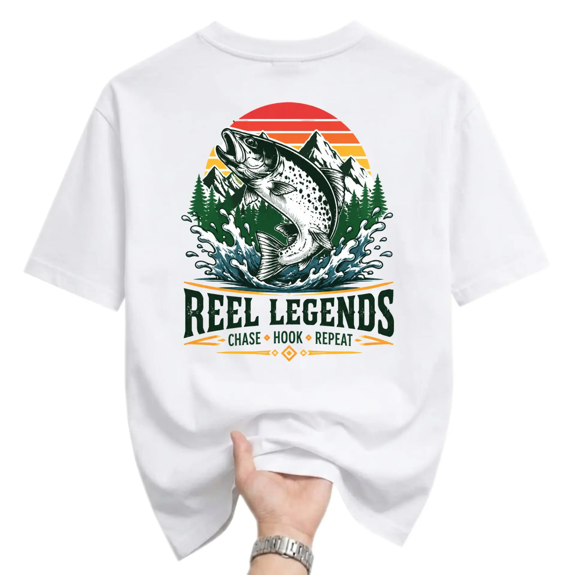 Graphic Tee Fishing Design Unisex Casual Crew Neck T-Shirt Outdoor Adventure Apparel for Men and Women