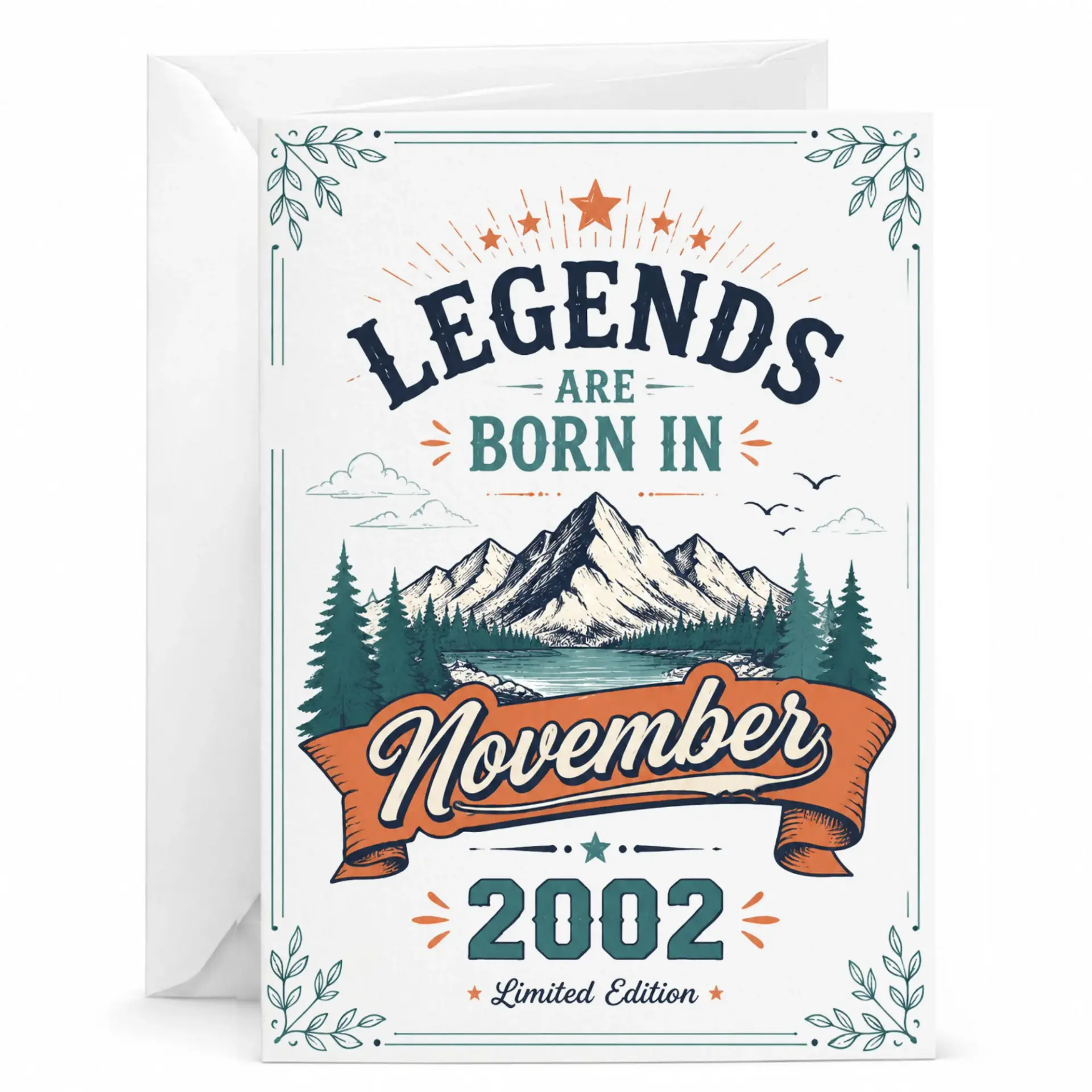 Birthday Card Legends Are Born in November 2002 Vintage Style Greeting Card for November Birthdays