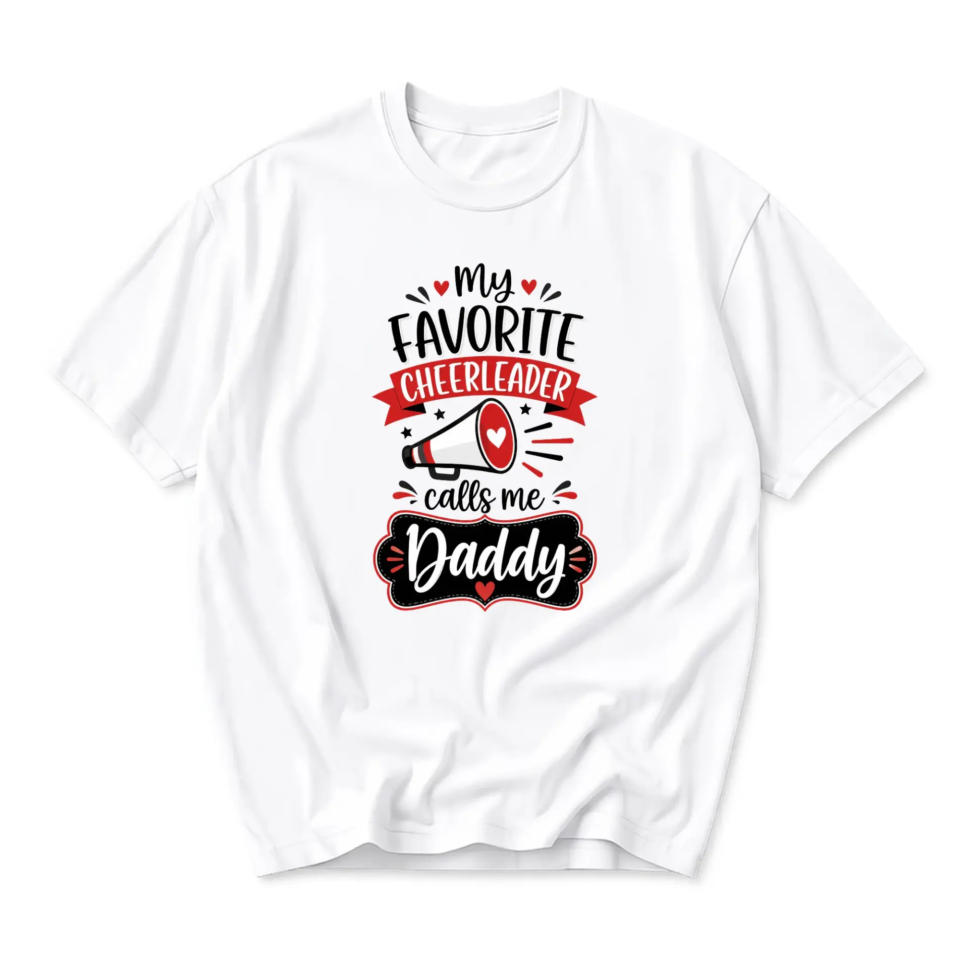 Funny Shirt My Favorite Cheerleader Calls Me Daddy Graphic Tee Unisex Crew Neck Apparel for Casual Everyday Wear