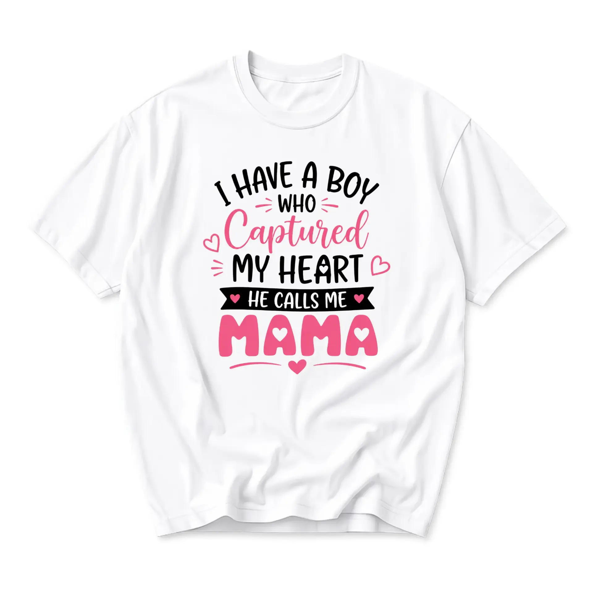 Funny Shirt I Have a Boy Who Captured My Heart He Calls Me Mama Unisex Graphic Printed Casual Everyday Apparel