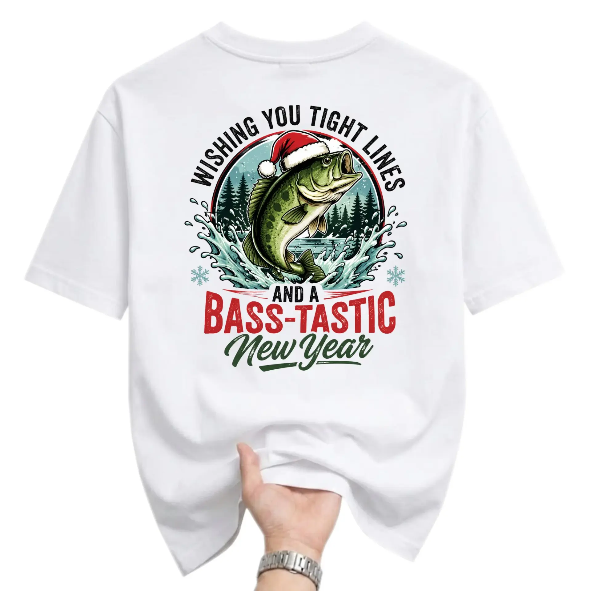 Funny Shirt Wishing You and a Bass-Tastic New Year Graphic Tee for Fishing