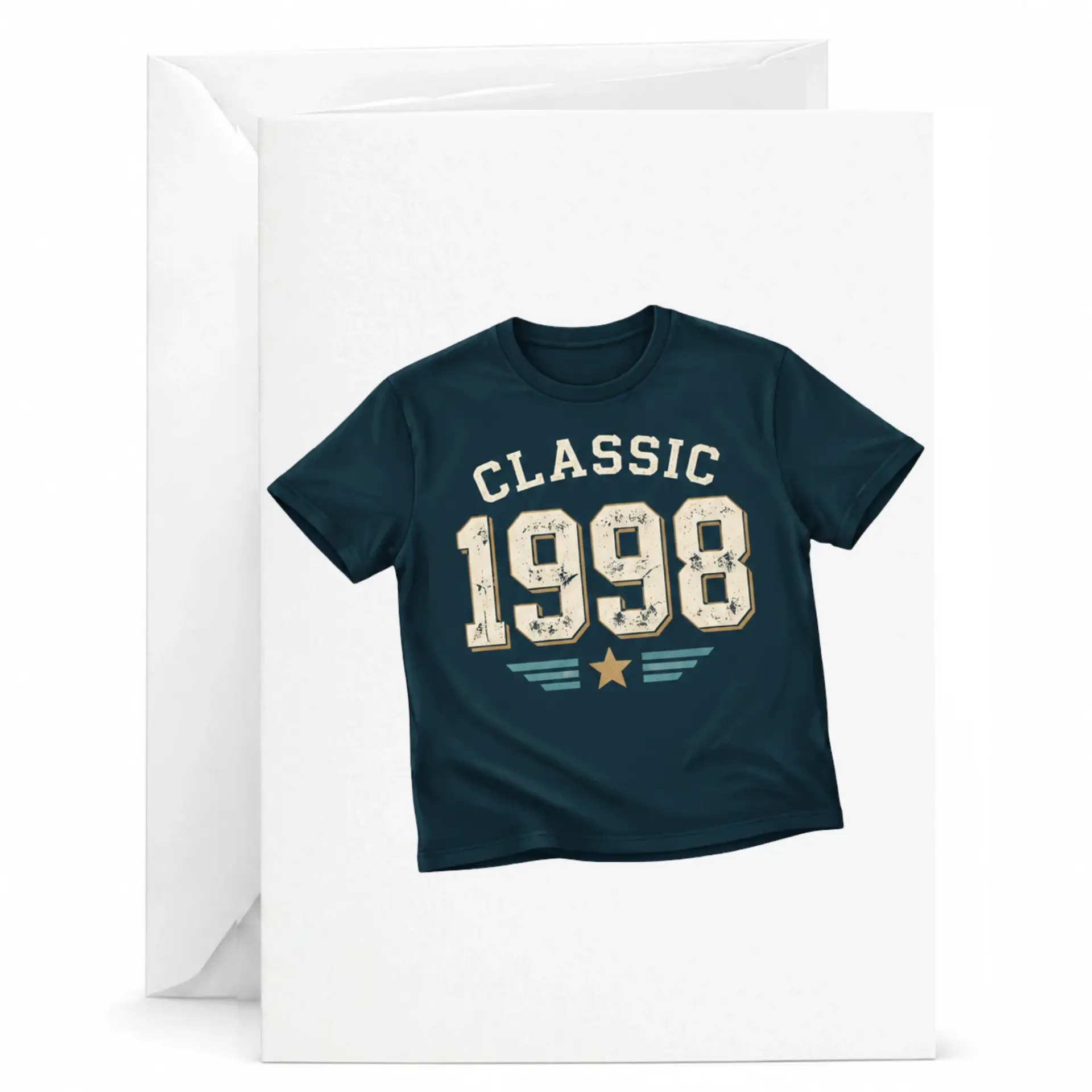Birthday Card Classic 1998 Vintage Style Design Greeting Card with Matching Envelope for Milestone Year Celebration
