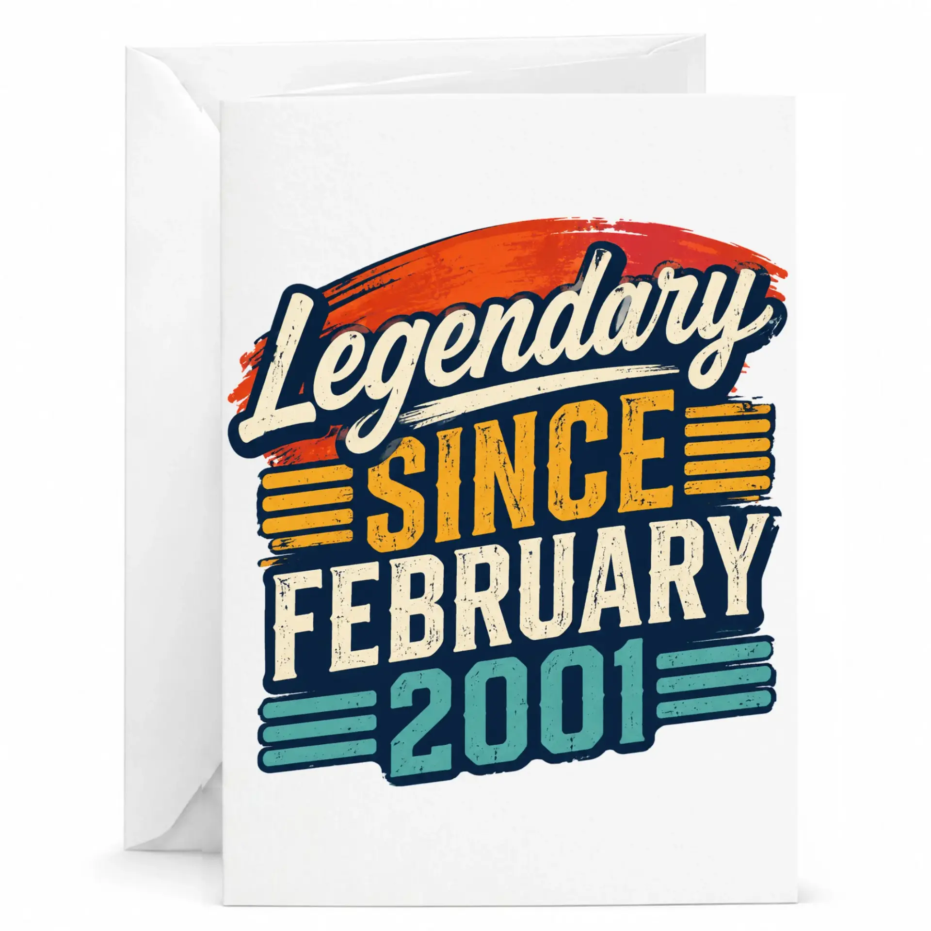 Birthday Card Legendary Since February 2001 Vintage Retro Style Greeting Card for Special Milestone Birthdays