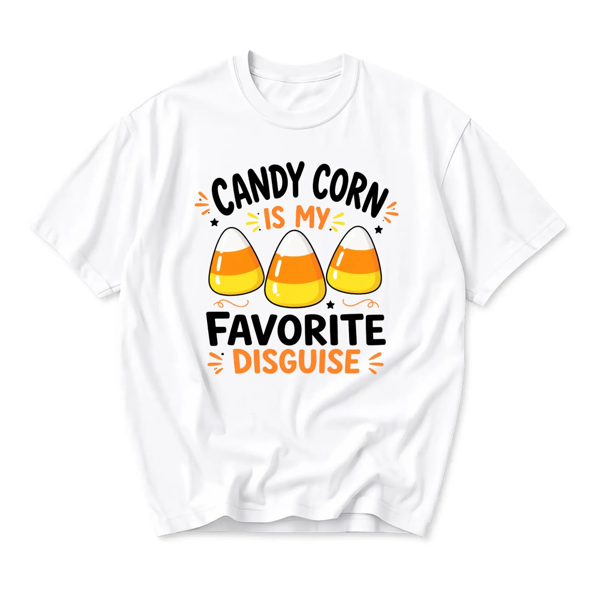Funny Shirt Candy Corn Is My Favorite Disguise Graphic Tee Unisex Casual Apparel for Holiday Season Celebration
