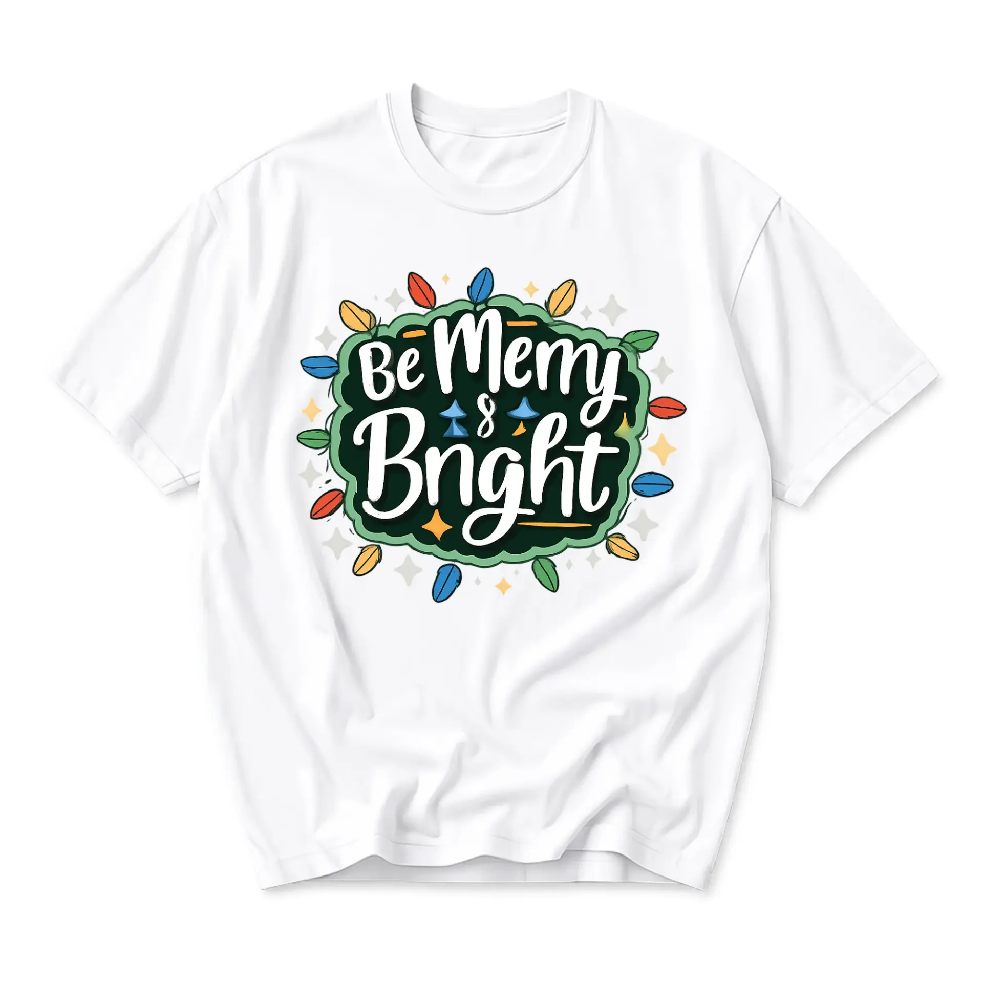 Graphic Tee Be Merry and Bright Holiday Season Unisex Shirt Festive Casual