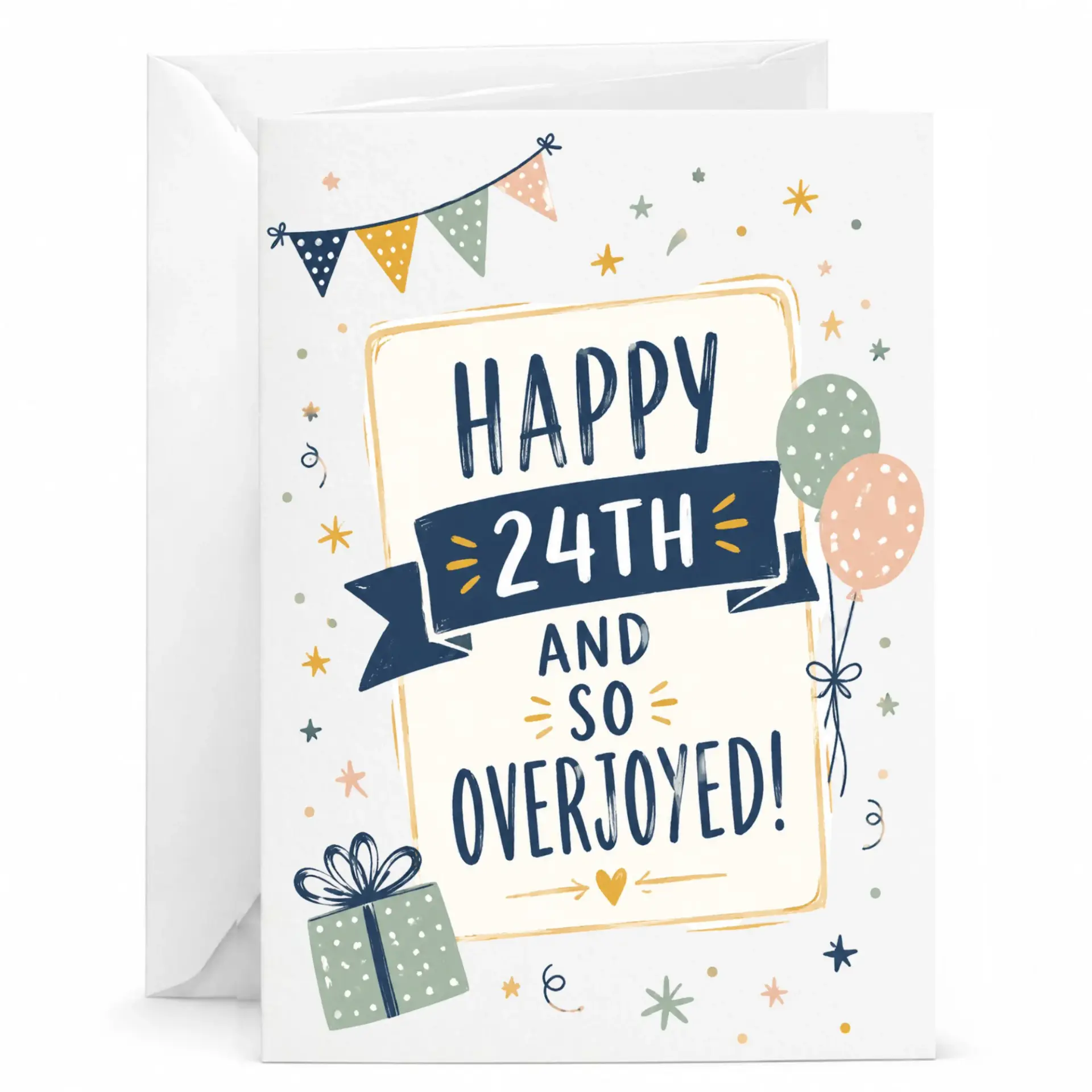 Greeting Card for 24th Birthday Celebration Funny Milestone Festive Design for Milestone Birthday and Party Event