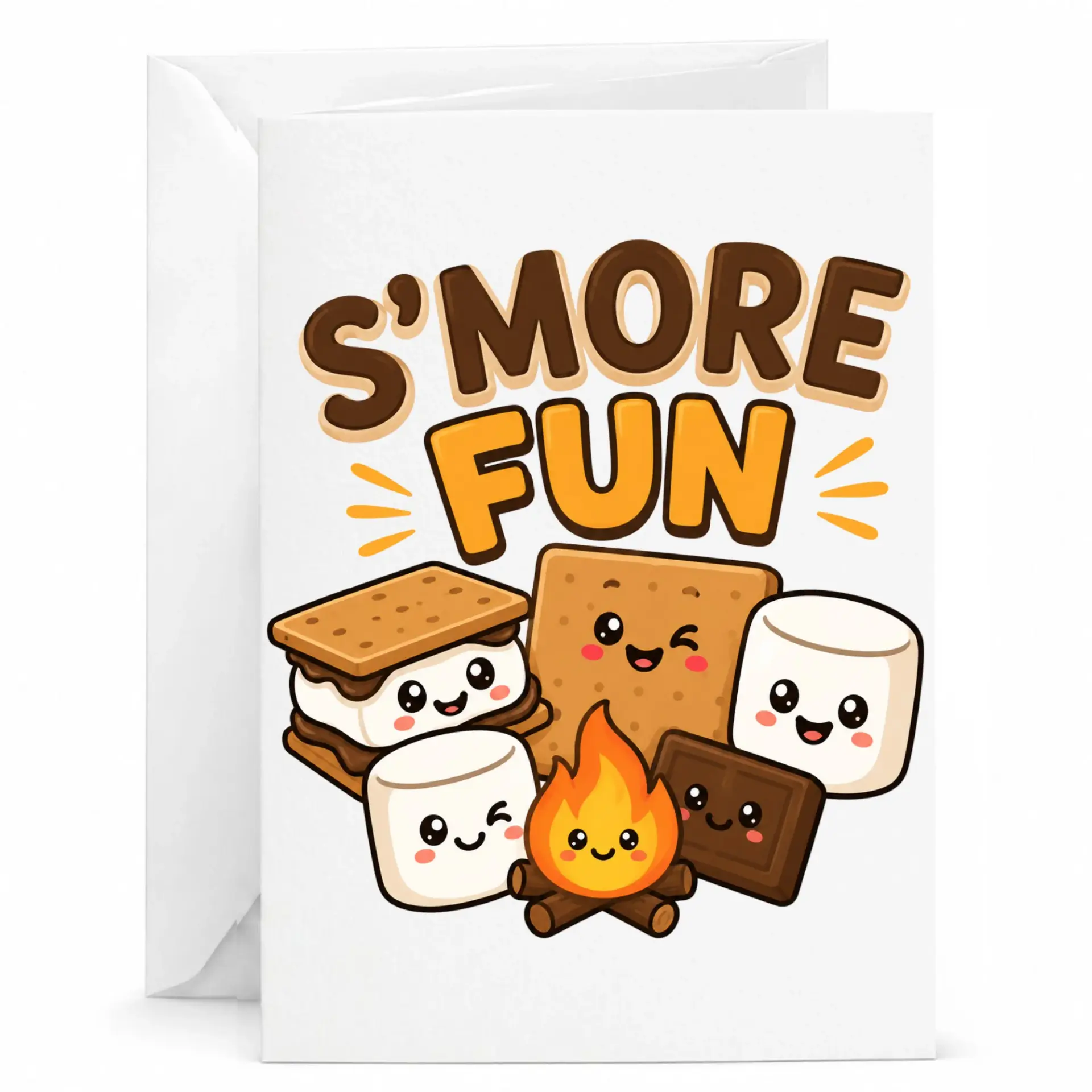 Funny Greeting Card S'more Fun Pun Design for Birthdays Anniversaries and Encouragement Folded Stationery