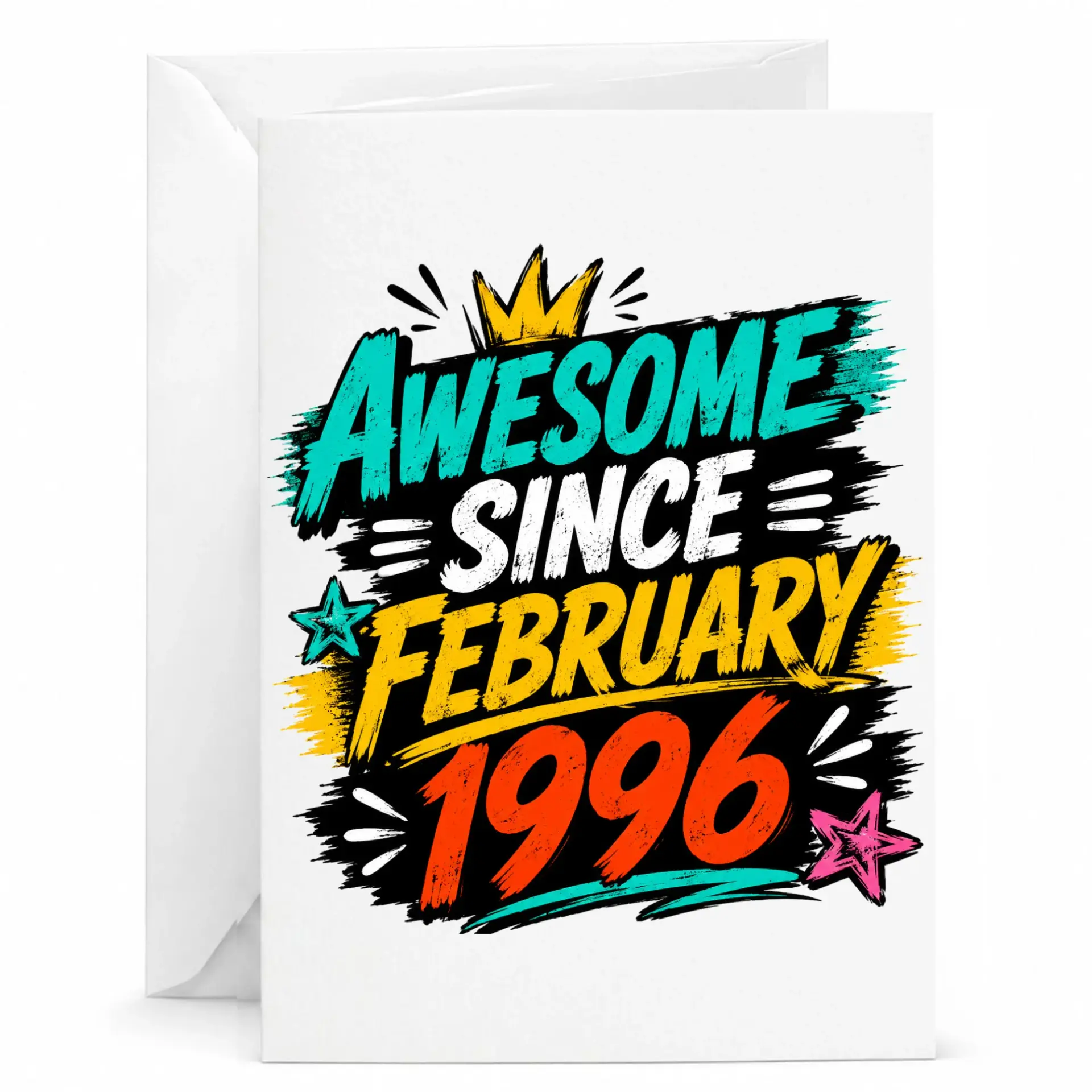 Birthday Card Awesome Since February 1996 Graphic Stationery for Milestone Celebrations and Birthday Greetings