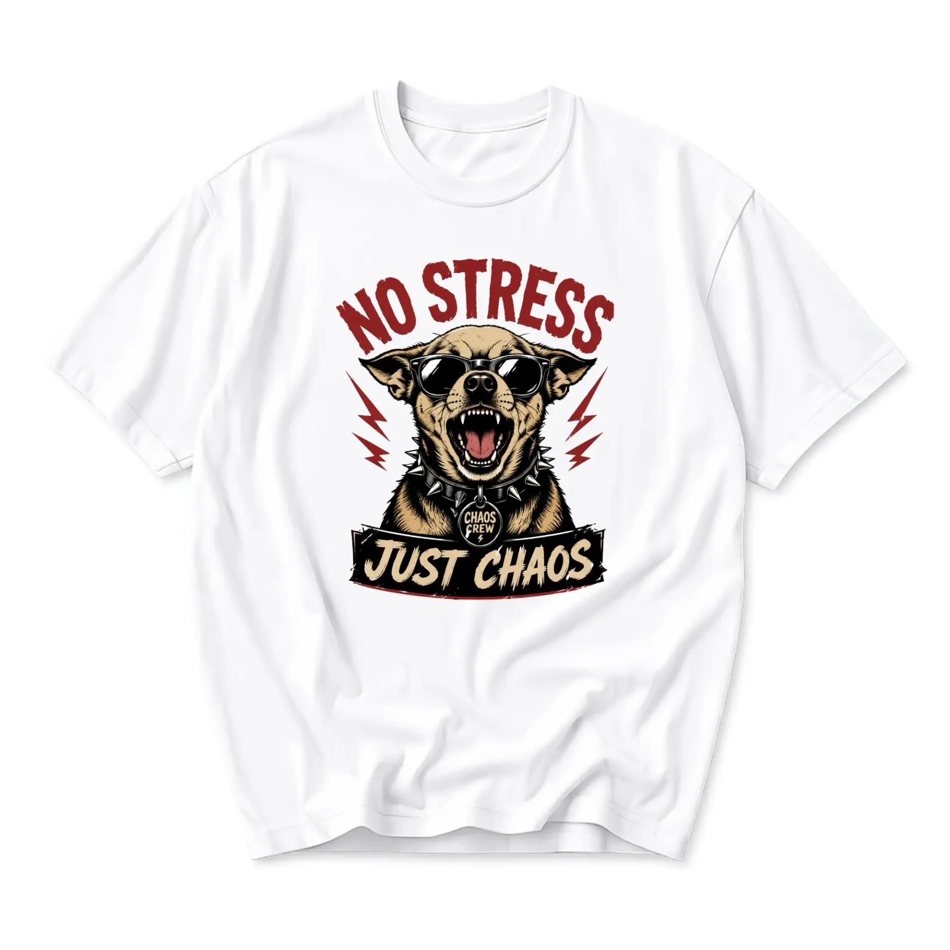 Funny Shirt Zero Chill All Chaos Graphic Tee for Dog Lovers Enthusiastic Humorous Unisex Cotton Casual Crew Neck Top - Girl Dad - White