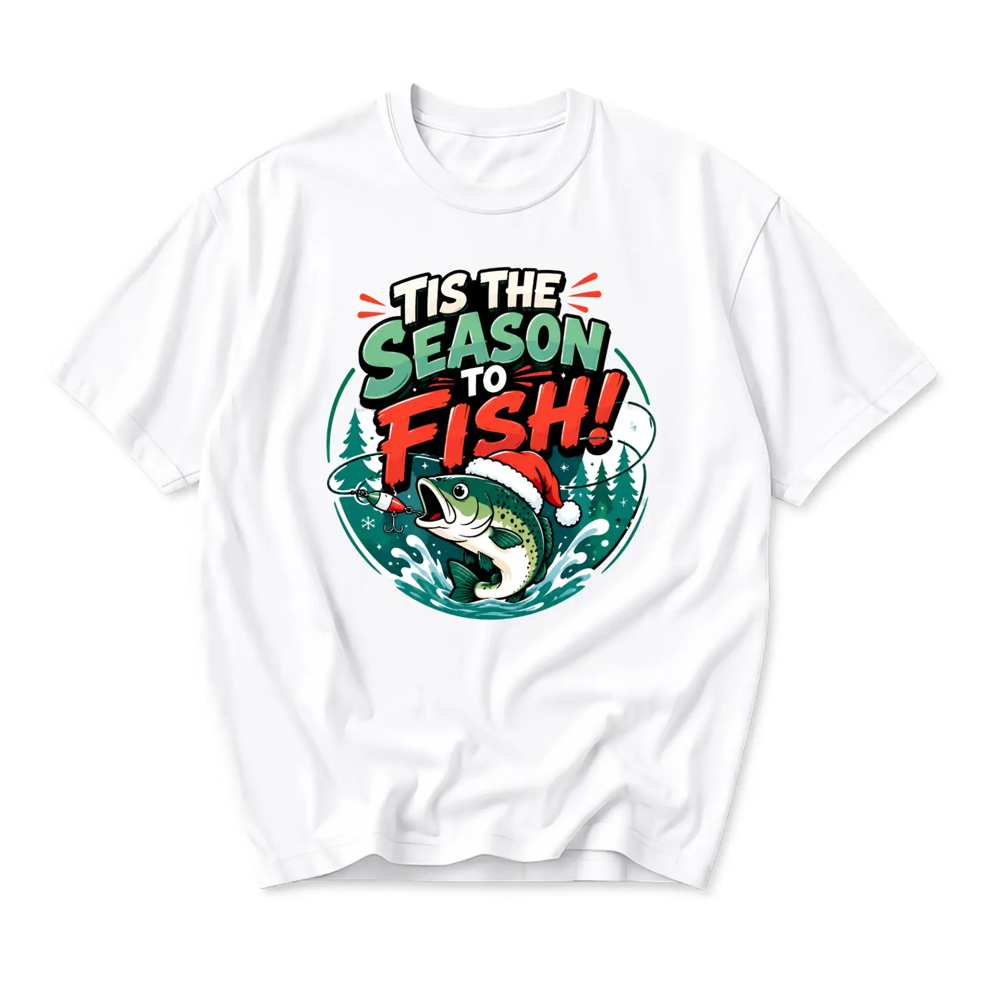 Graphic Tee Tis the Season to Fish Funny Holiday Fishing T-Shirt for