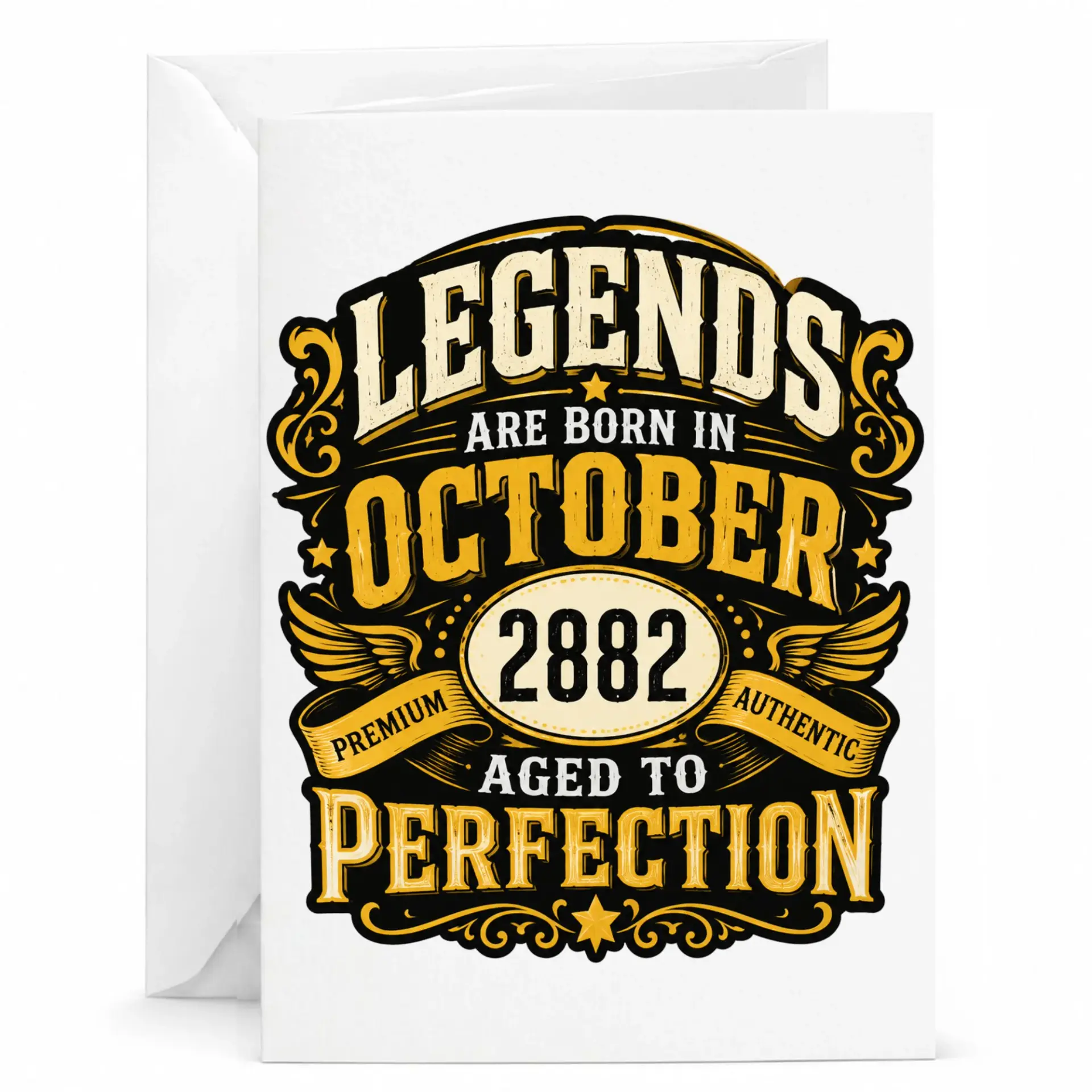 Birthday Card Legends Are Born in October 2882 Aged to Perfection Vintage Style Greeting Card for Milestone Celebration