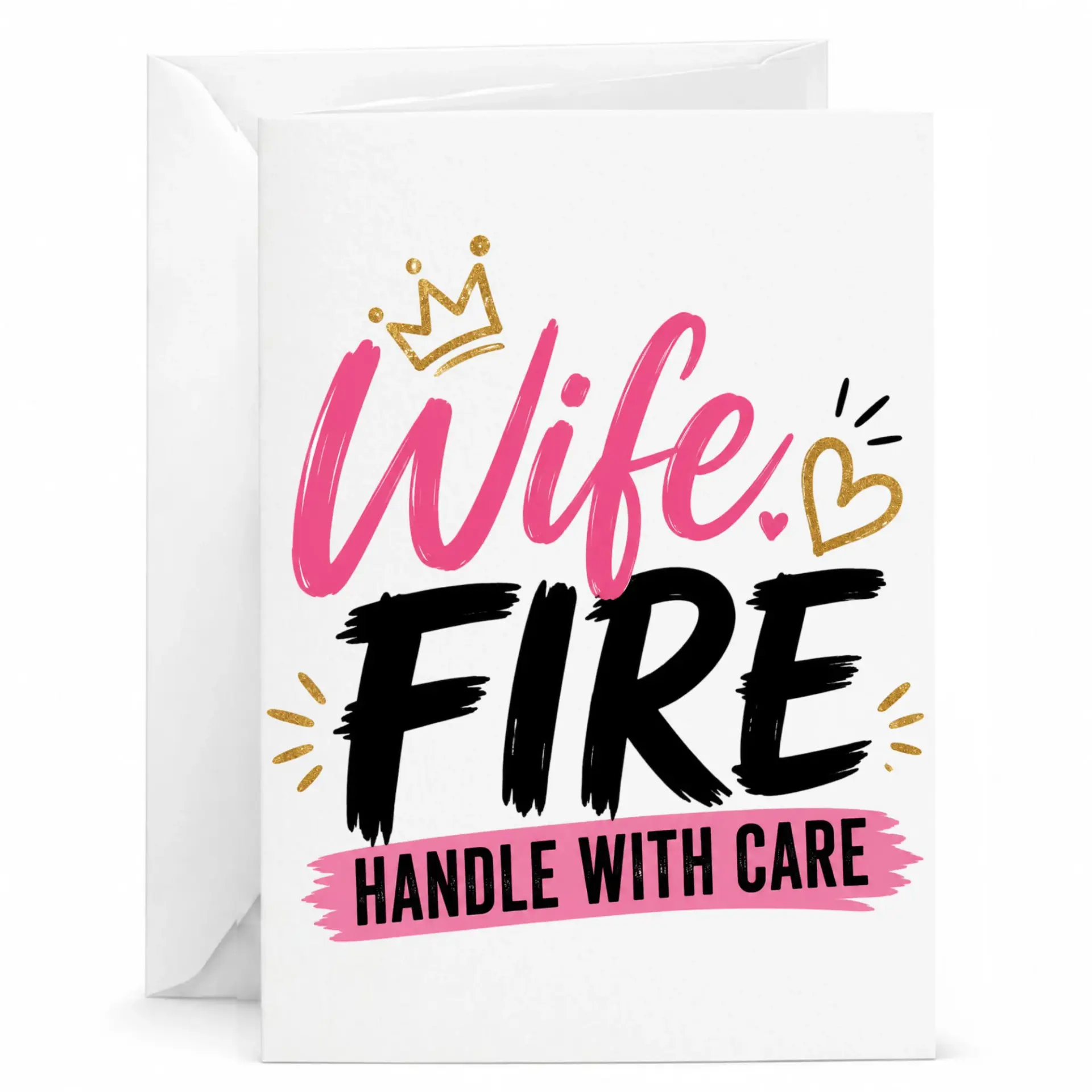 Funny Greeting Card for Wife Fire Handle with Design Romantic Anniversary or Birthday Her
