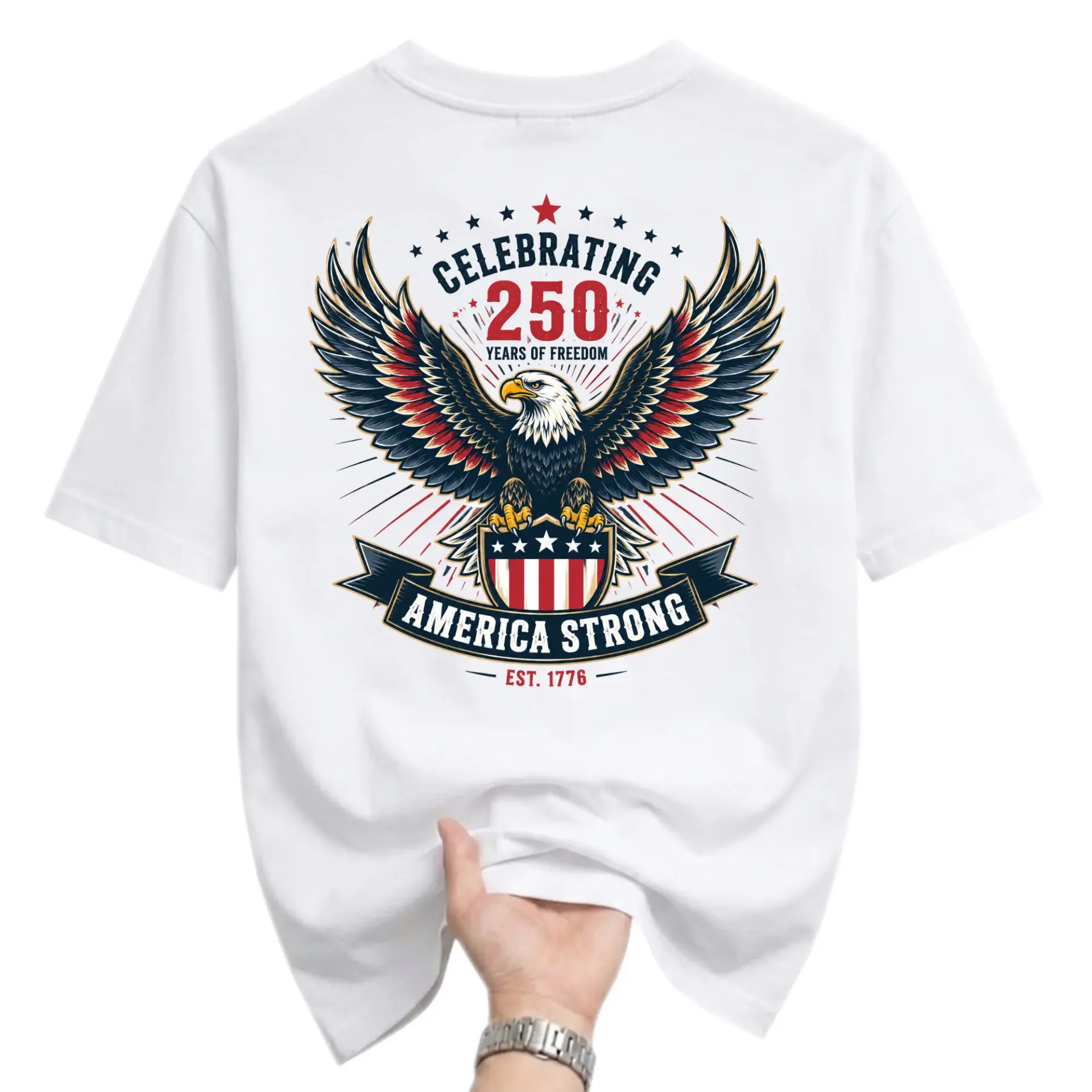 T-shirt Celebrating 250 Years of Freedom Graphic Tee Unisex Crew Neck Casual Everyday Wear Patriotic Eagle Design